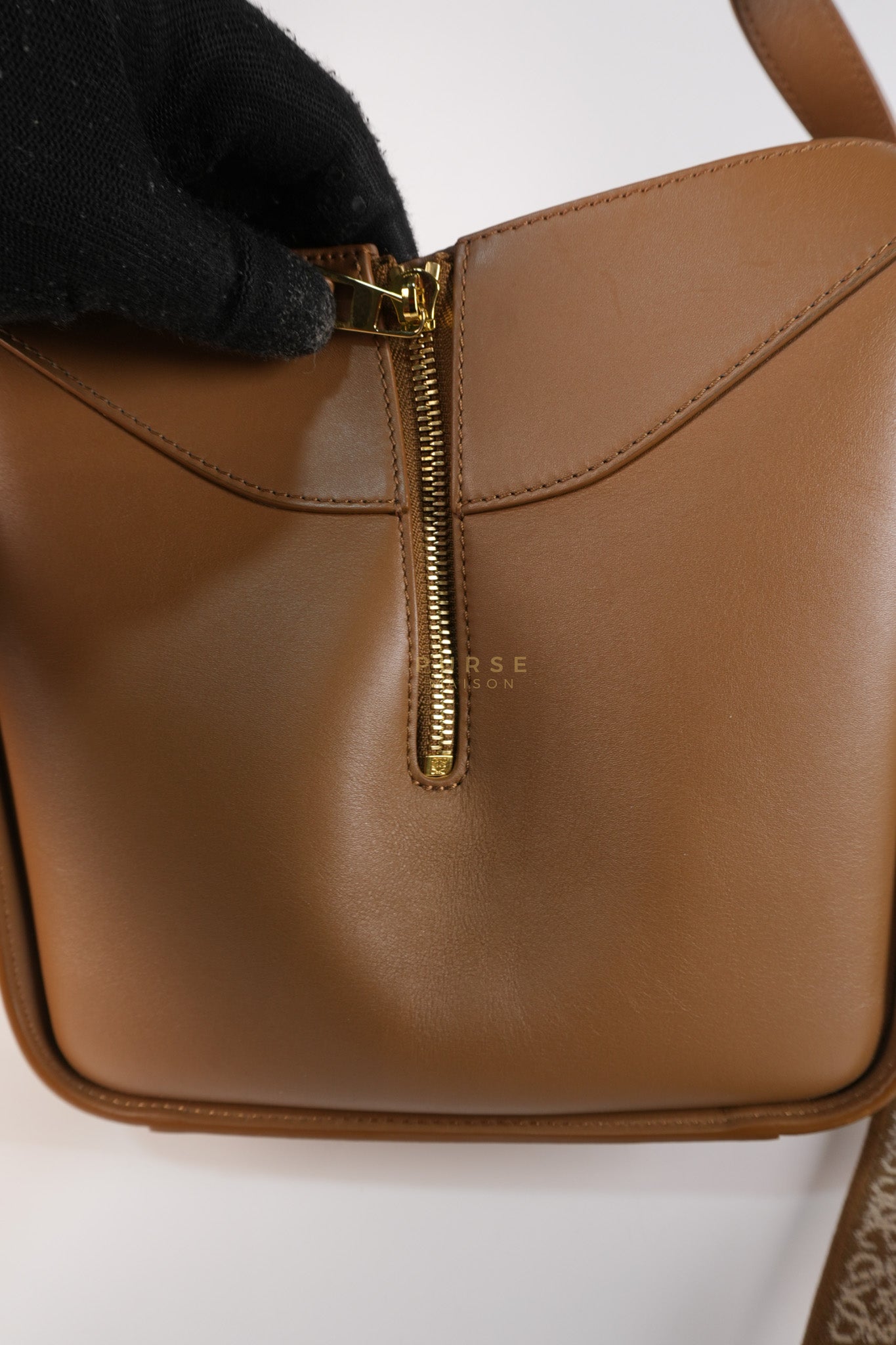 Compact Hammock in Tan Satin Calfskin Leather Shoulder Bag | Purse Maison Luxury Bags Shop