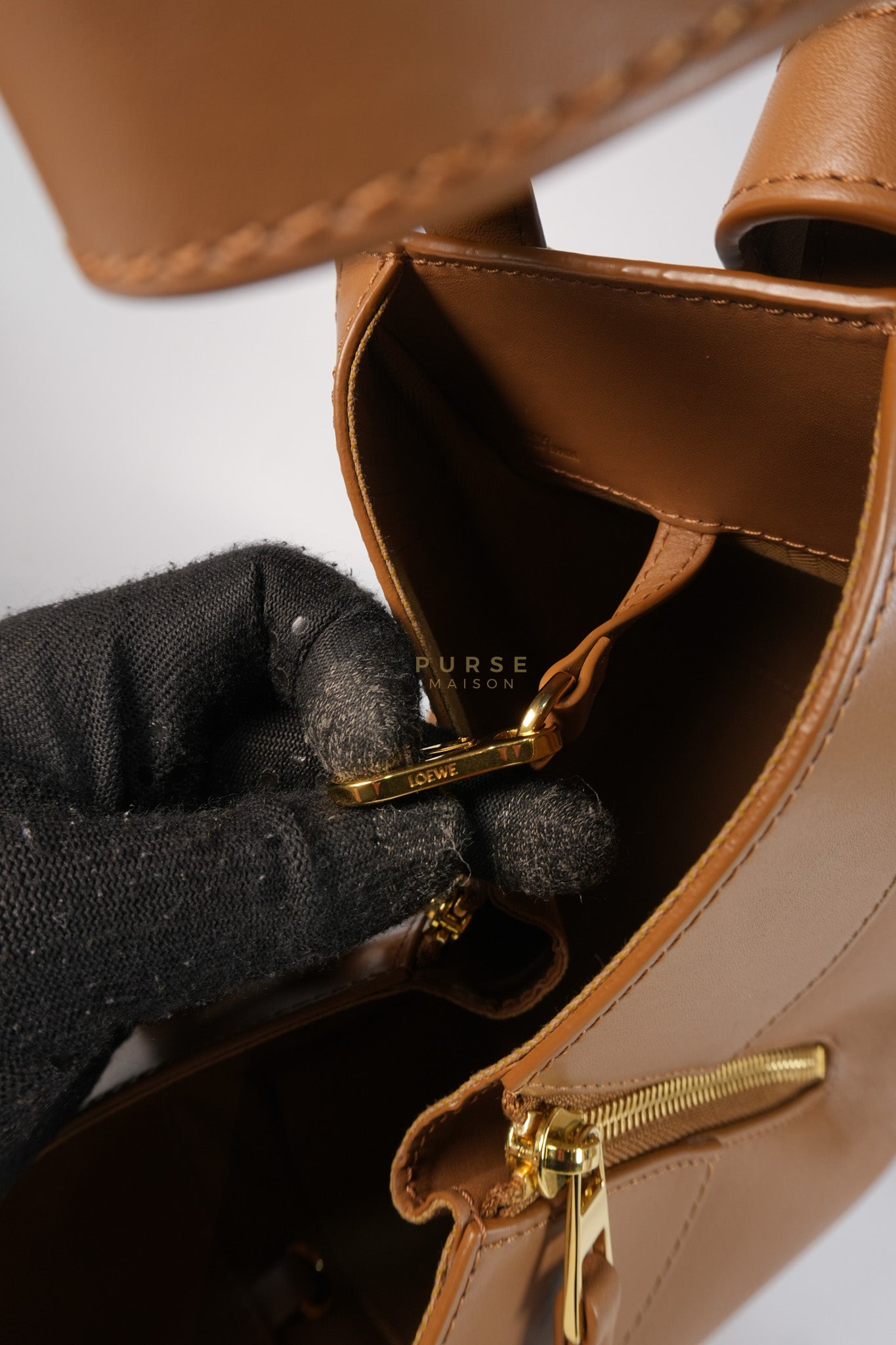 Compact Hammock in Tan Satin Calfskin Leather Shoulder Bag | Purse Maison Luxury Bags Shop