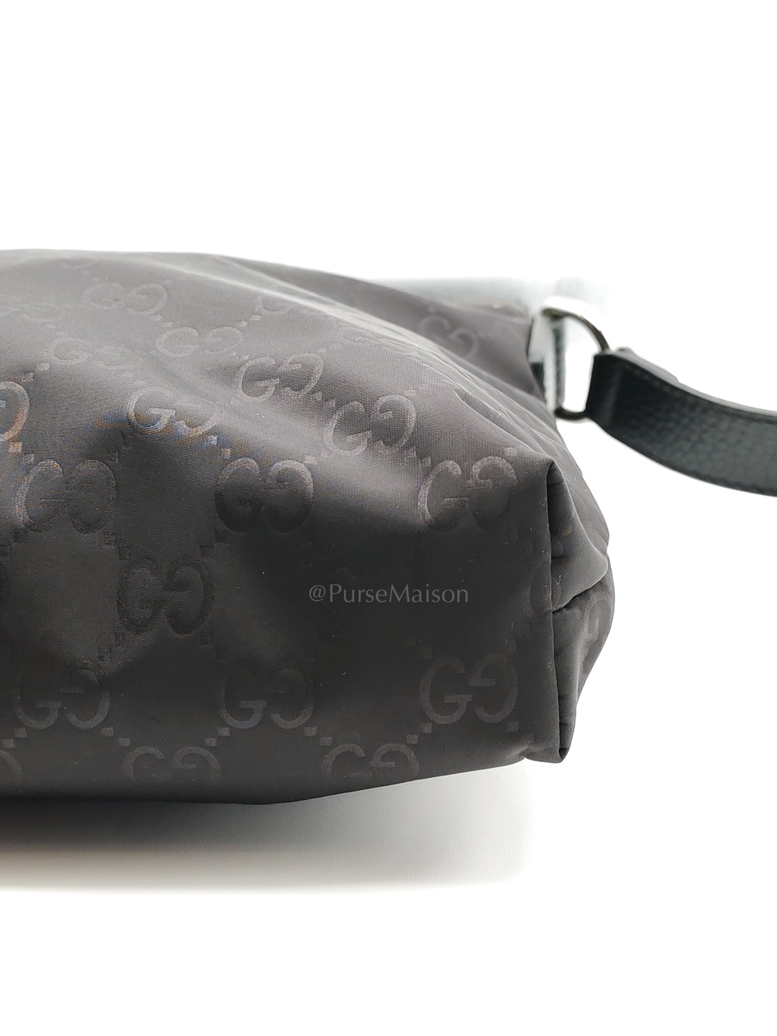 Compact Messenger Bag in Black GG Nylon Canvas | Purse Maison Luxury Bags Shop