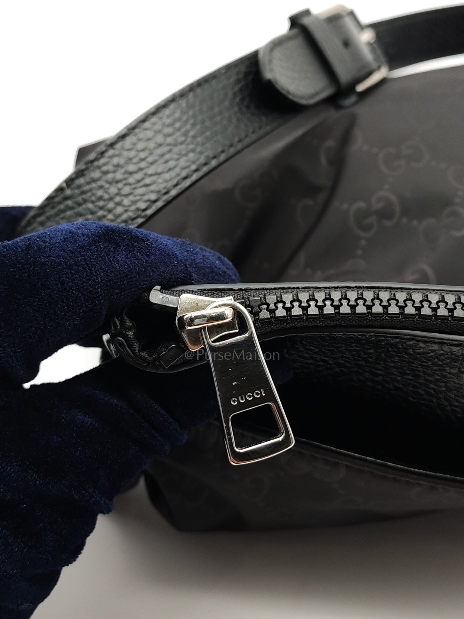 Compact Messenger Bag in Black GG Nylon Canvas | Purse Maison Luxury Bags Shop