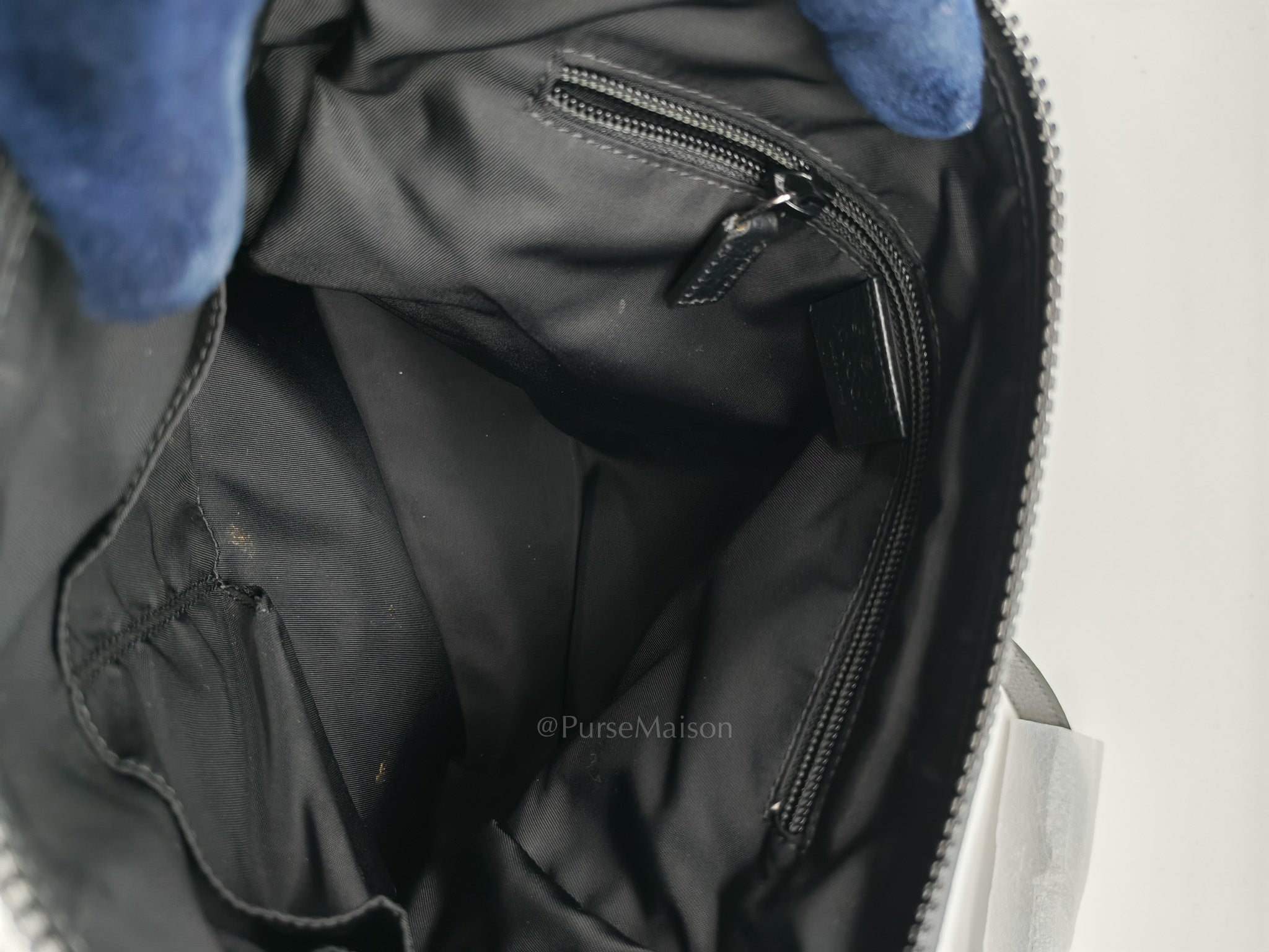 Compact Messenger Bag in Black GG Nylon Canvas | Purse Maison Luxury Bags Shop