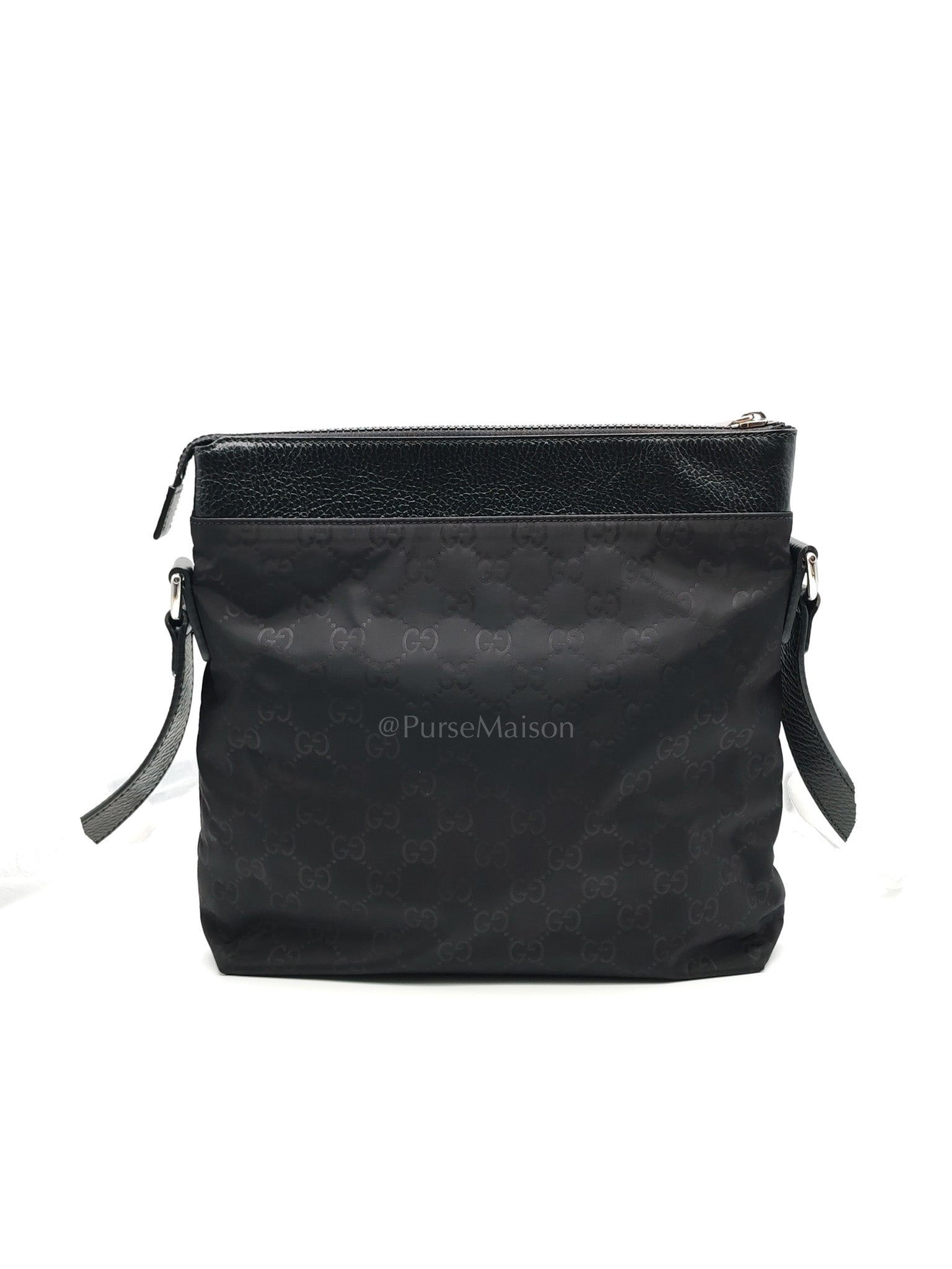 Compact Messenger Bag in Black GG Nylon Canvas | Purse Maison Luxury Bags Shop