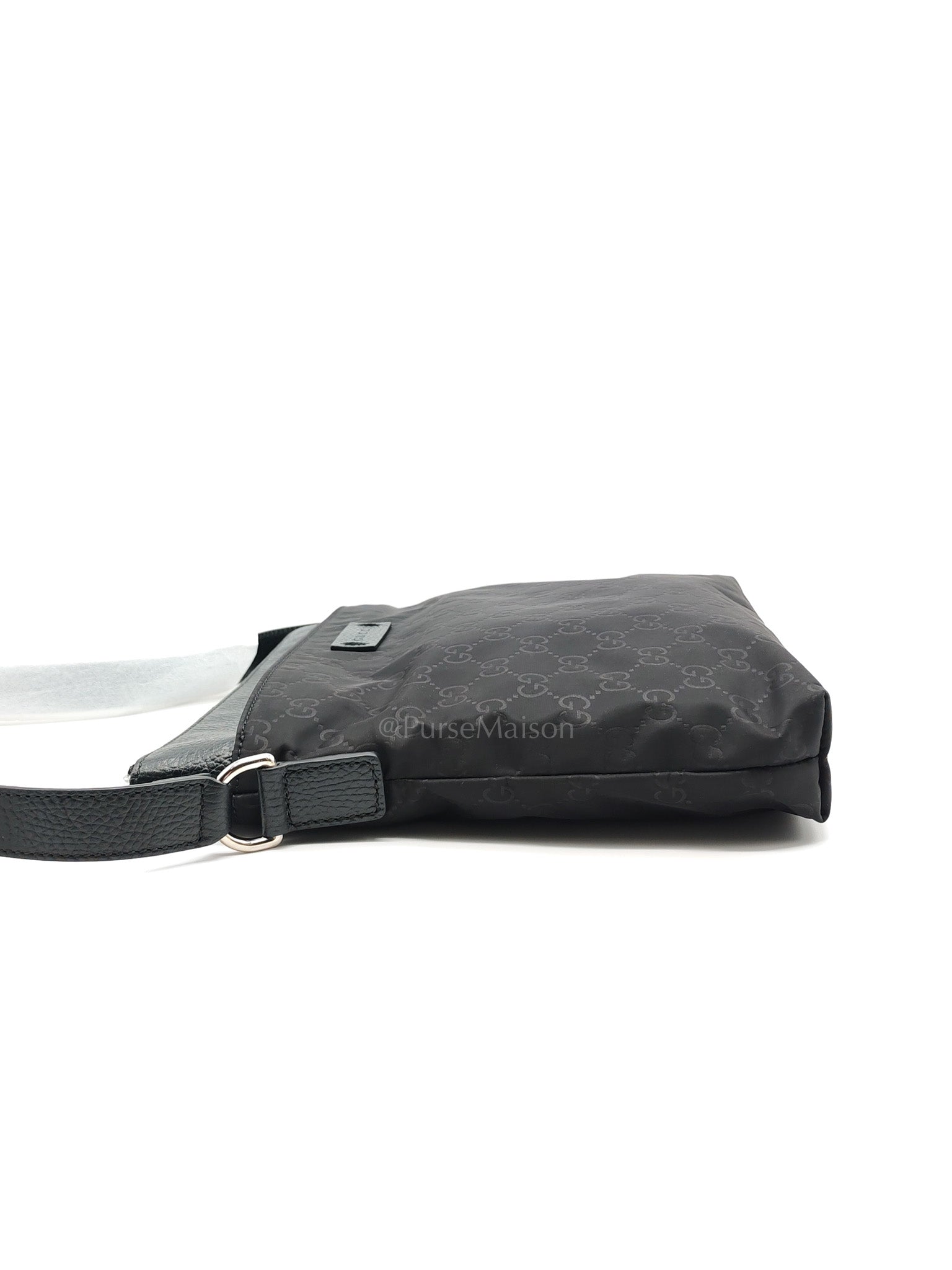 Compact Messenger Bag in Black GG Nylon Canvas | Purse Maison Luxury Bags Shop