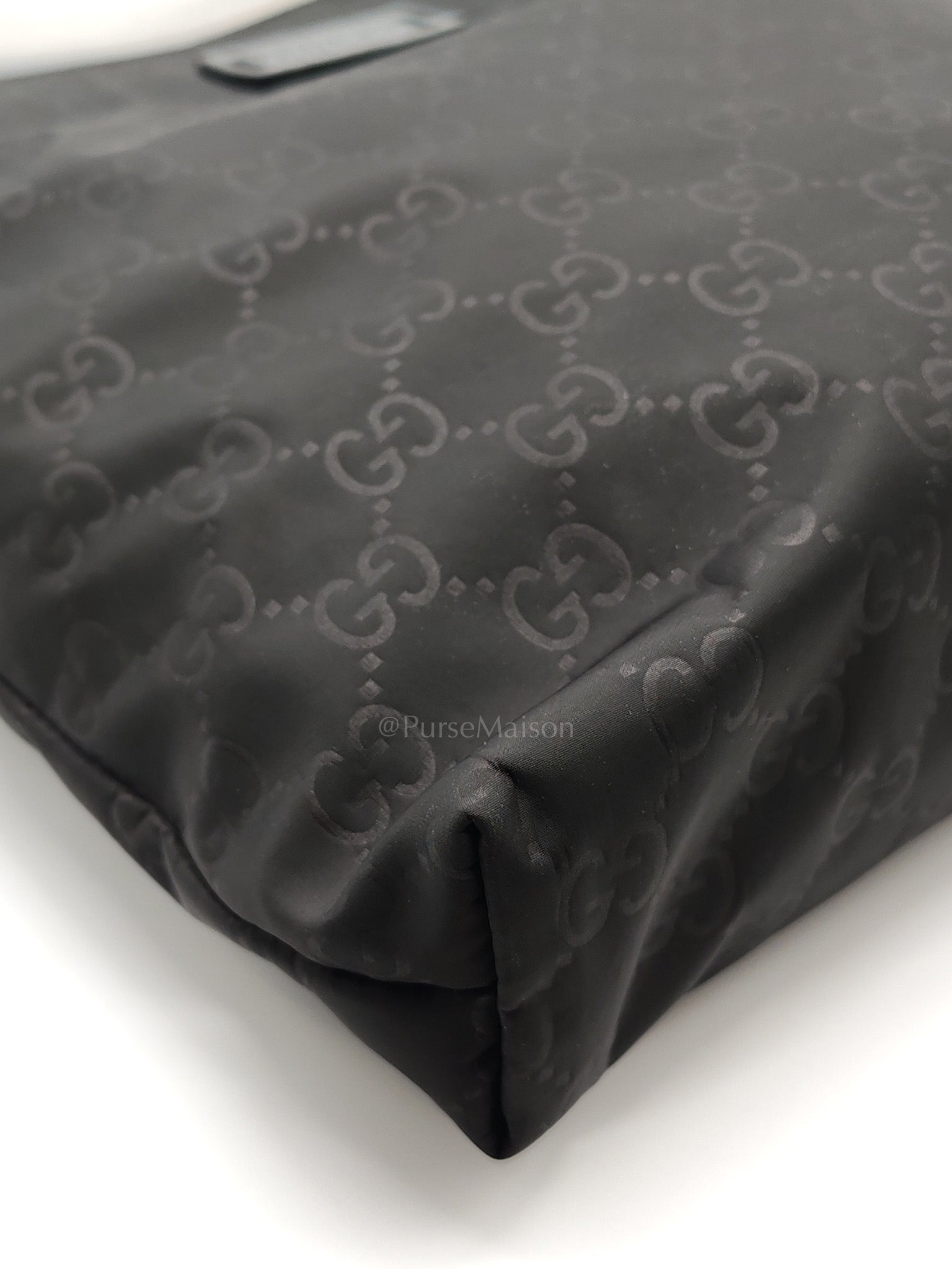 Compact Messenger Bag in Black GG Nylon Canvas | Purse Maison Luxury Bags Shop