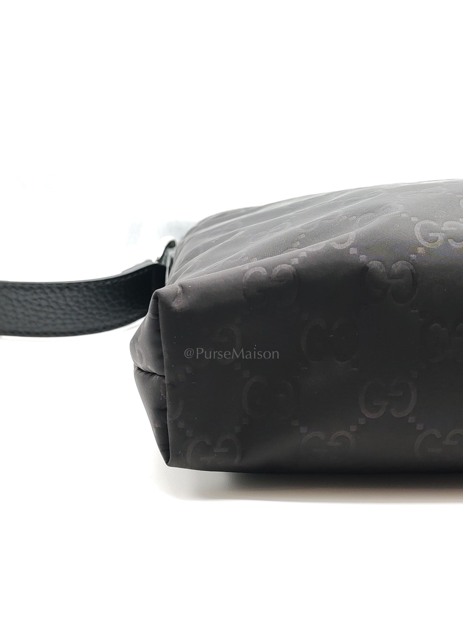 Compact Messenger Bag in Black GG Nylon Canvas | Purse Maison Luxury Bags Shop