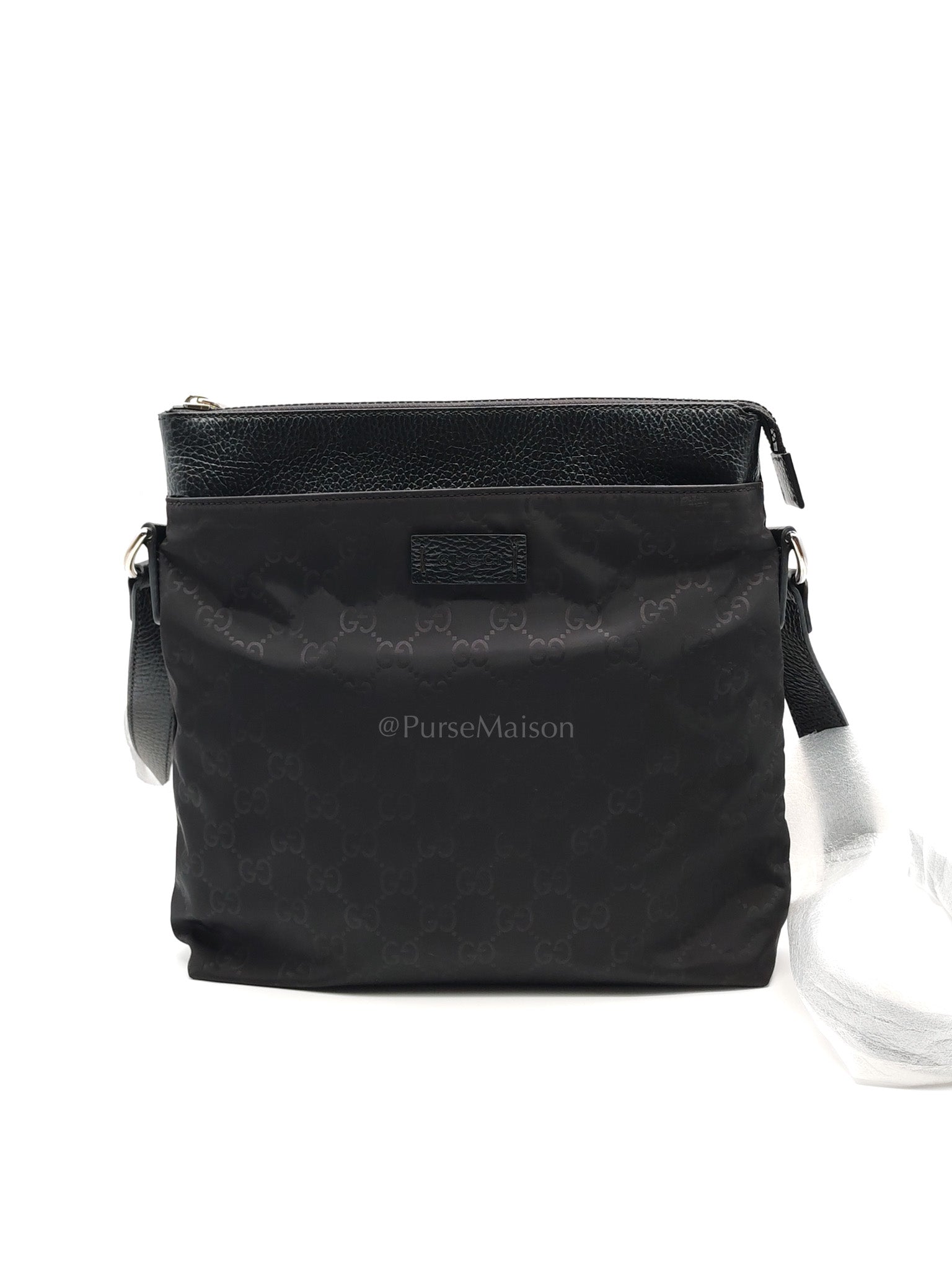 Compact Messenger Bag in Black GG Nylon Canvas | Purse Maison Luxury Bags Shop