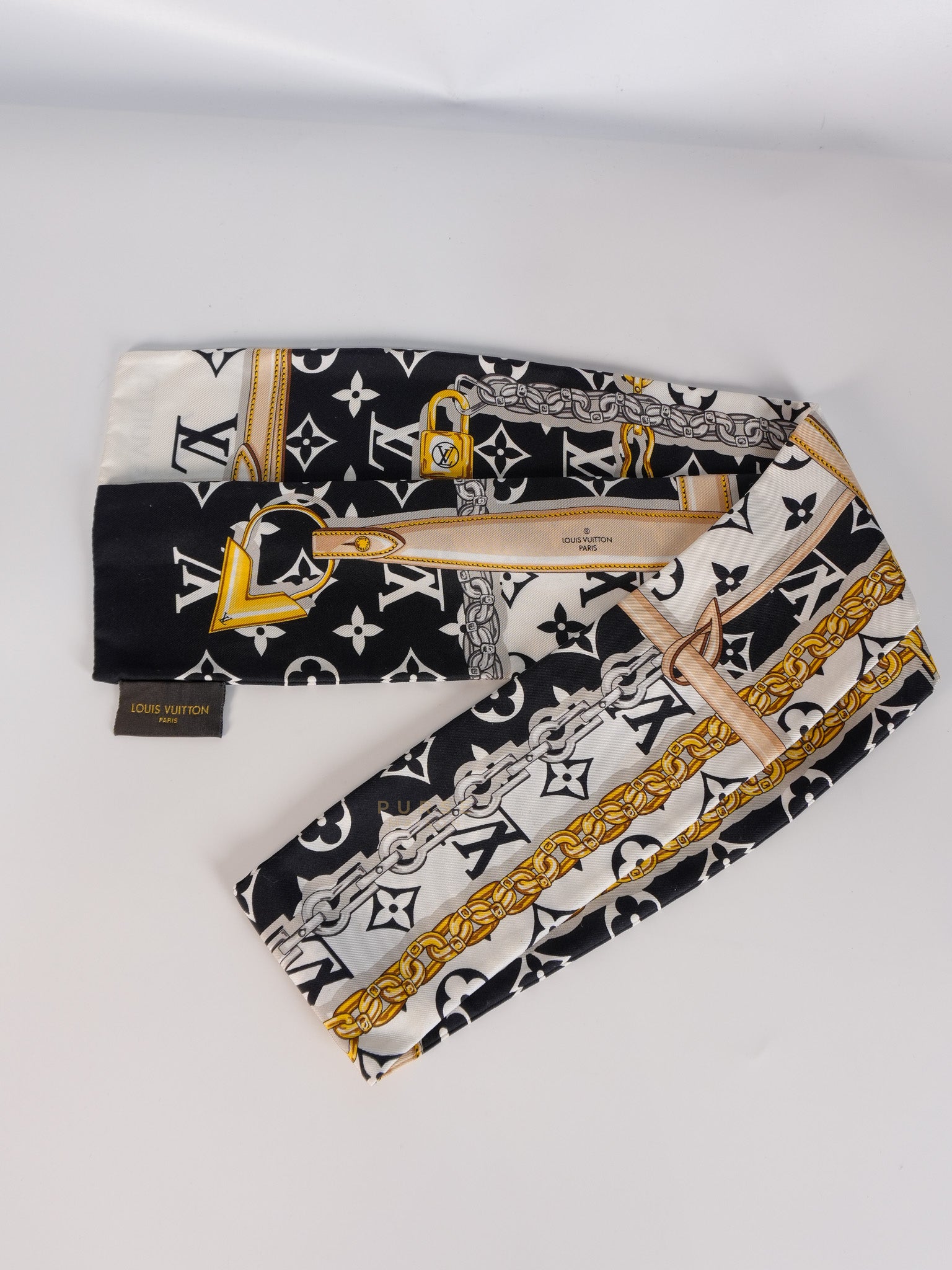 Confidential Monogram Bandeau Silk Scarf 115cm x 8cm | Purse Maison Luxury Bags Shop