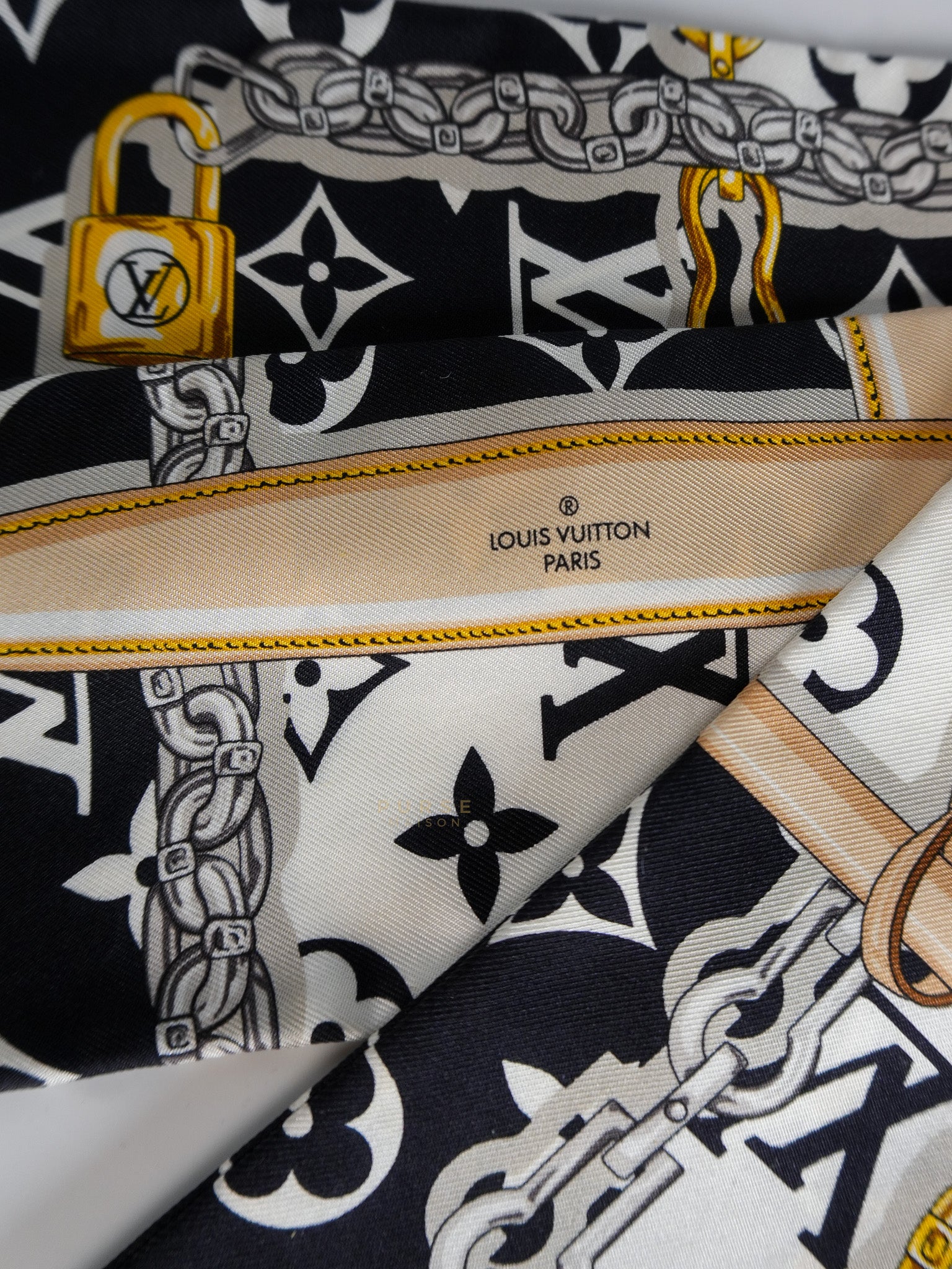 Confidential Monogram Bandeau Silk Scarf 115cm x 8cm | Purse Maison Luxury Bags Shop