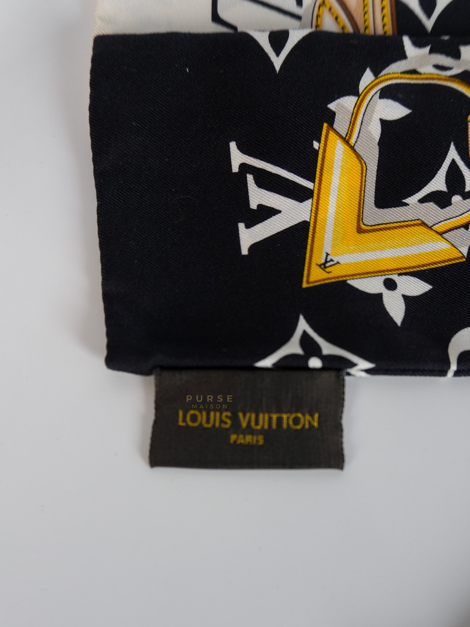 Confidential Monogram Bandeau Silk Scarf 115cm x 8cm | Purse Maison Luxury Bags Shop