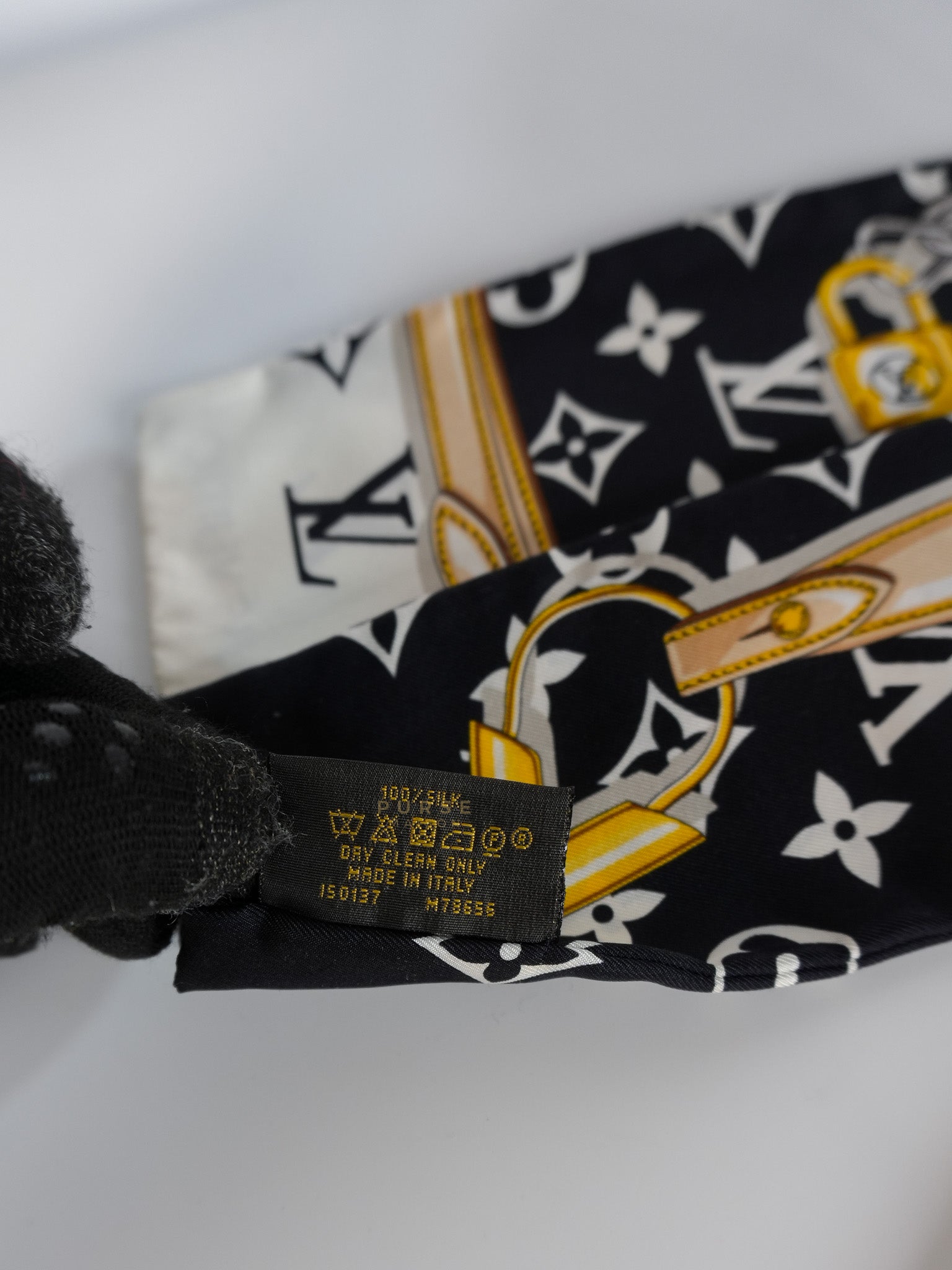 Confidential Monogram Bandeau Silk Scarf 115cm x 8cm | Purse Maison Luxury Bags Shop