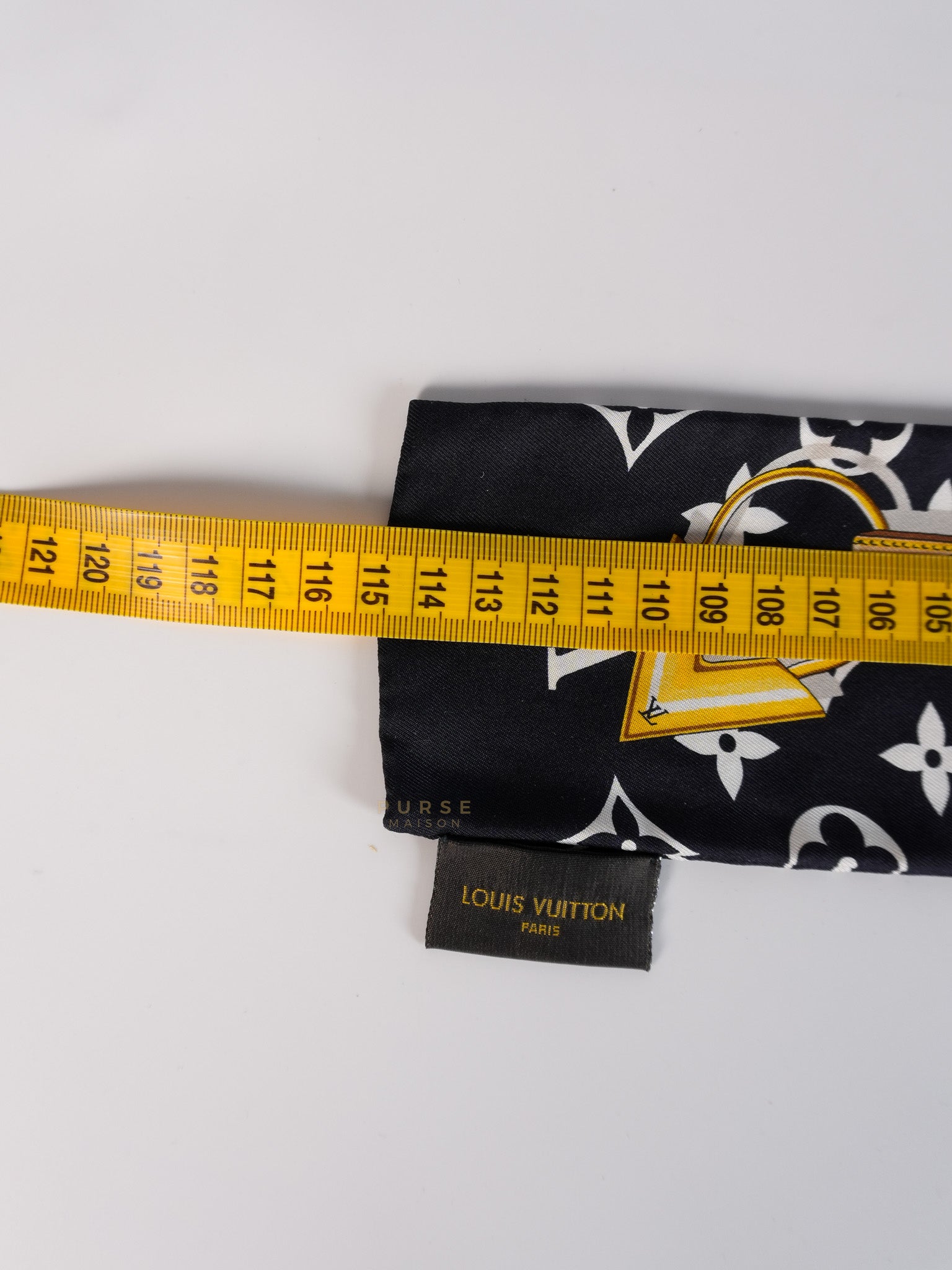 Confidential Monogram Bandeau Silk Scarf 115cm x 8cm | Purse Maison Luxury Bags Shop