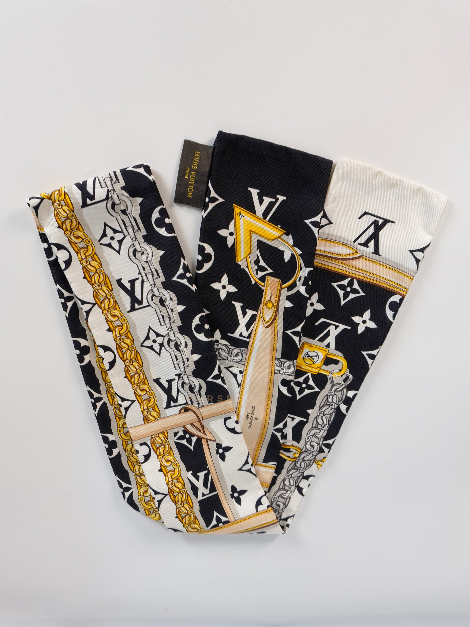 Confidential Monogram Bandeau Silk Scarf 115cm x 8cm | Purse Maison Luxury Bags Shop