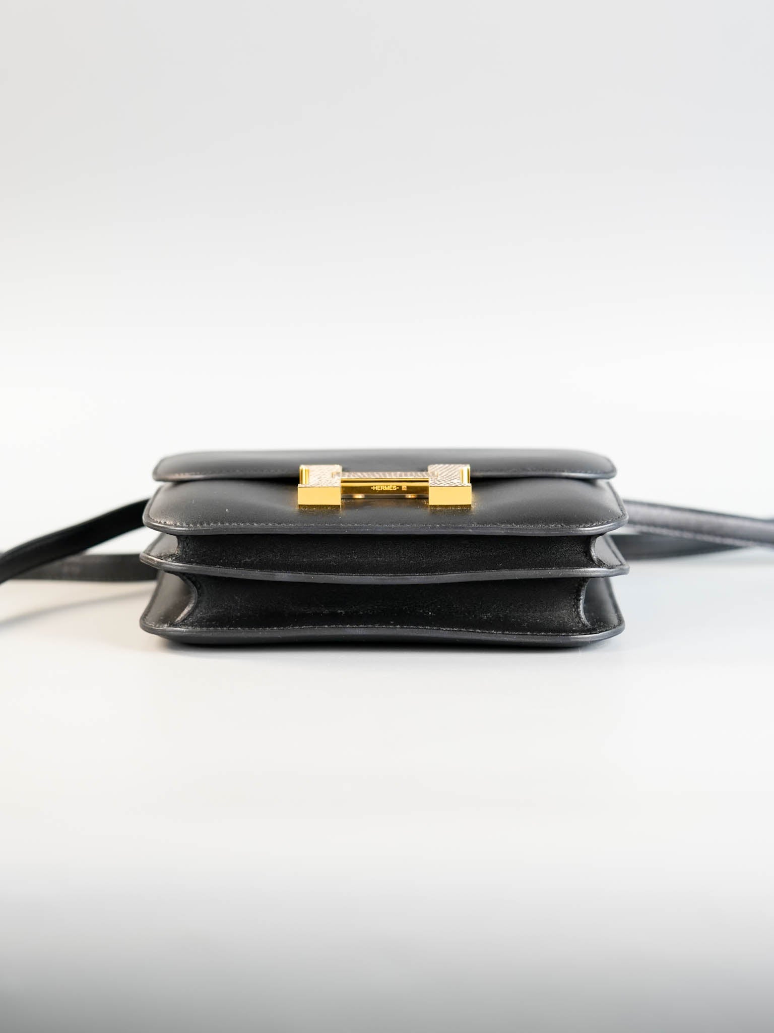 Constance 18 Black Tadelakt and Exotic Ombre Lizard Gold Hardware Stamp U | Purse Maison Luxury Bags Shop