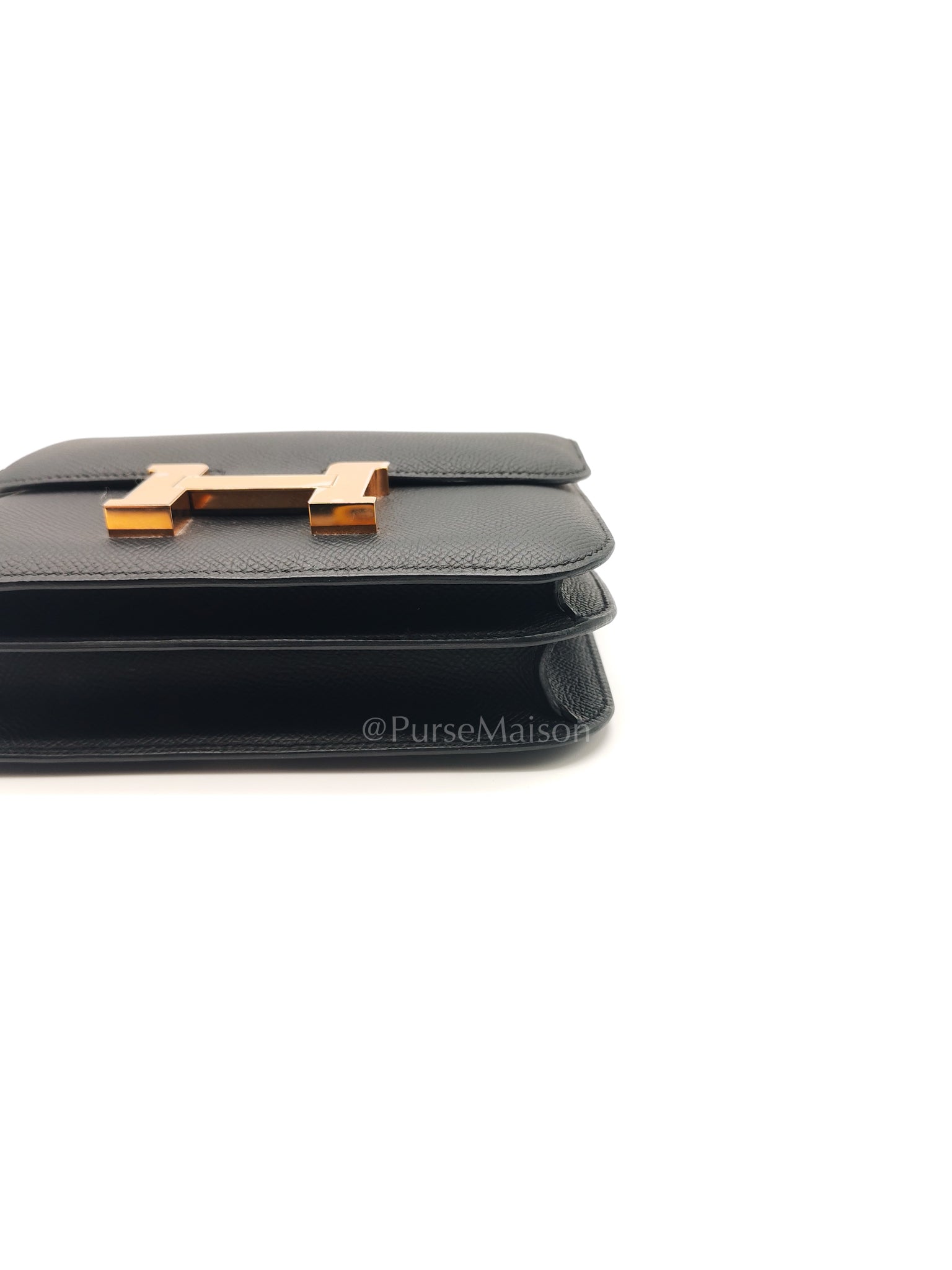 Constance 18 Black/Noir Epsom Leather in Brushed Gold Hardware Stamp B(2023) | Purse Maison Luxury Bags Shop