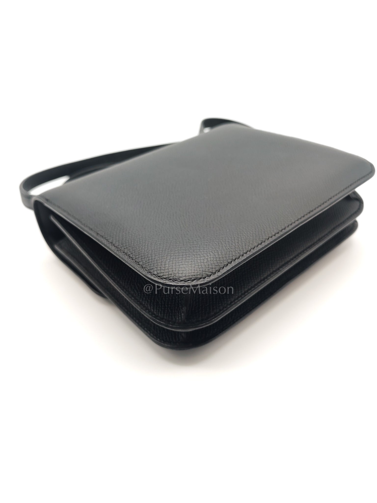Constance 18 Black/Noir Epsom Leather in Brushed Gold Hardware Stamp B(2023) | Purse Maison Luxury Bags Shop
