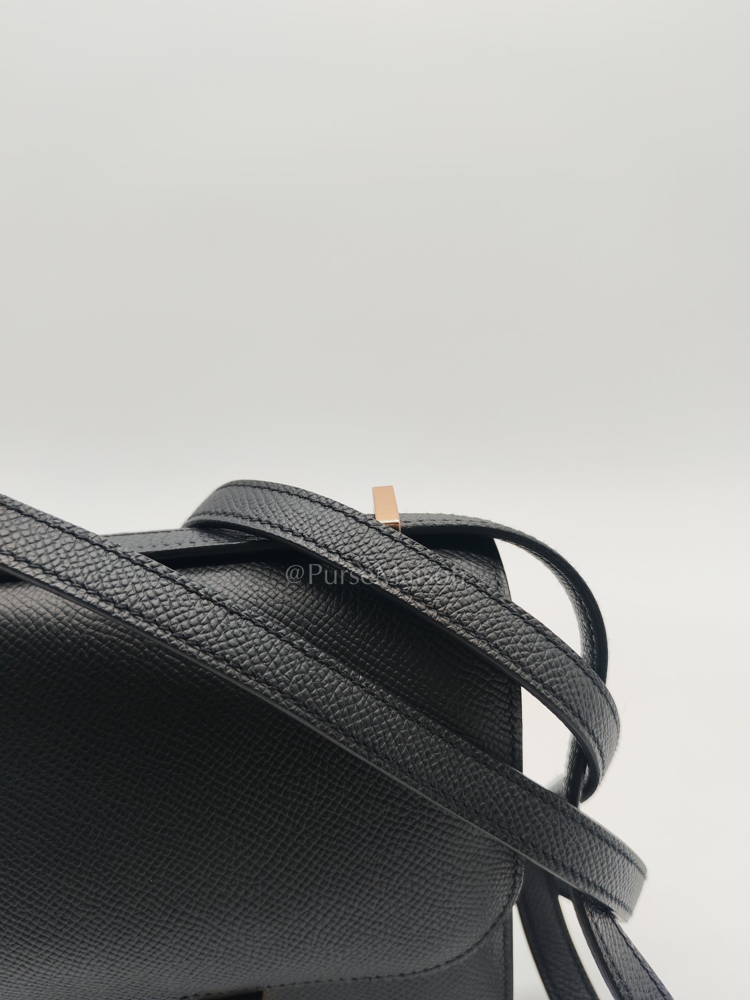 Constance 18 Black/Noir Epsom Leather in Brushed Gold Hardware Stamp B(2023) | Purse Maison Luxury Bags Shop