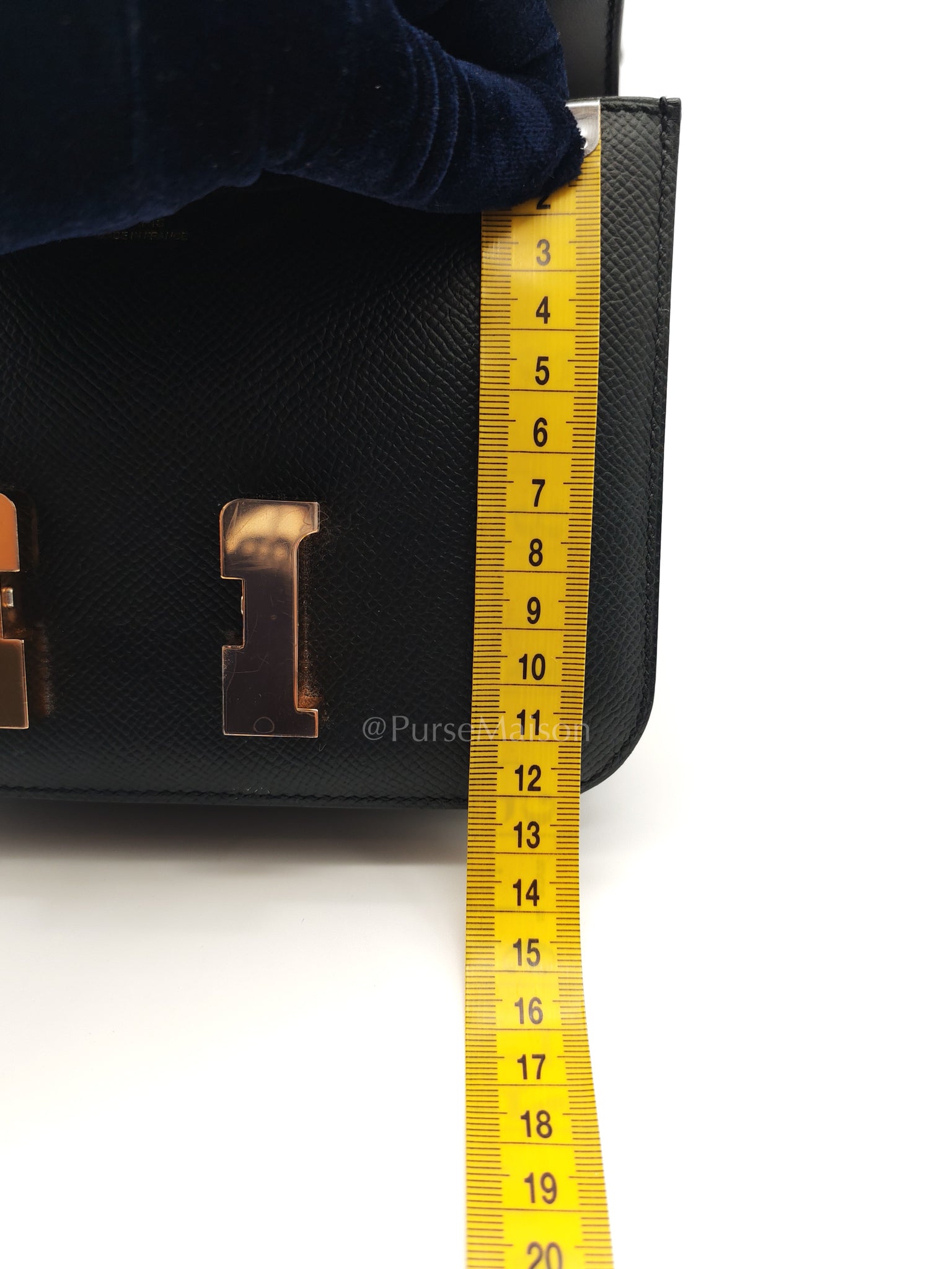 Constance 18 Black/Noir Epsom Leather in Brushed Gold Hardware Stamp B(2023) | Purse Maison Luxury Bags Shop