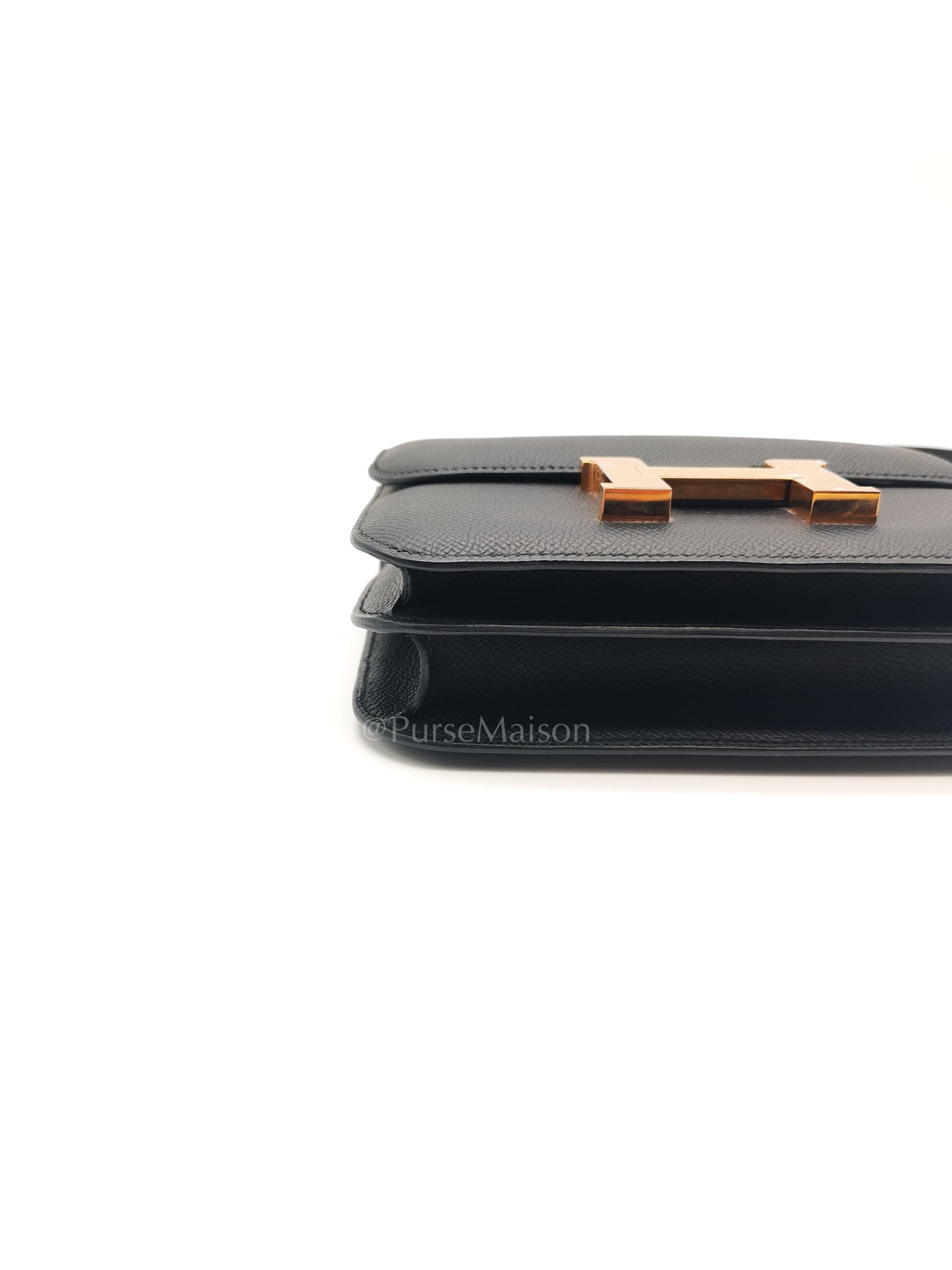 Constance 18 Black/Noir Epsom Leather in Brushed Gold Hardware Stamp B(2023) | Purse Maison Luxury Bags Shop