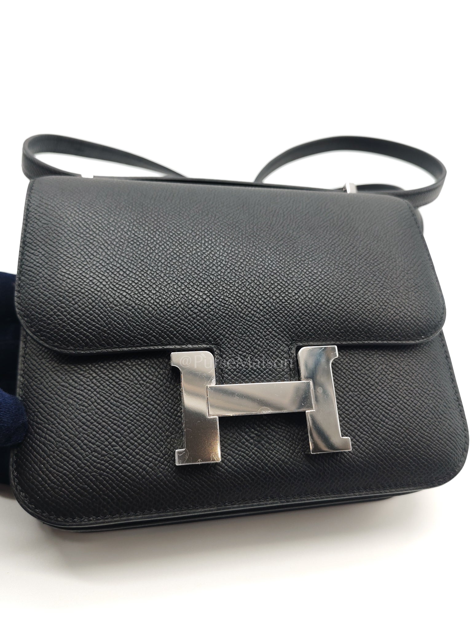 Constance 18 Black/Noir Epsom Leather in Palladium Hardware Stamp K(2025) | Purse Maison Luxury Bags Shop