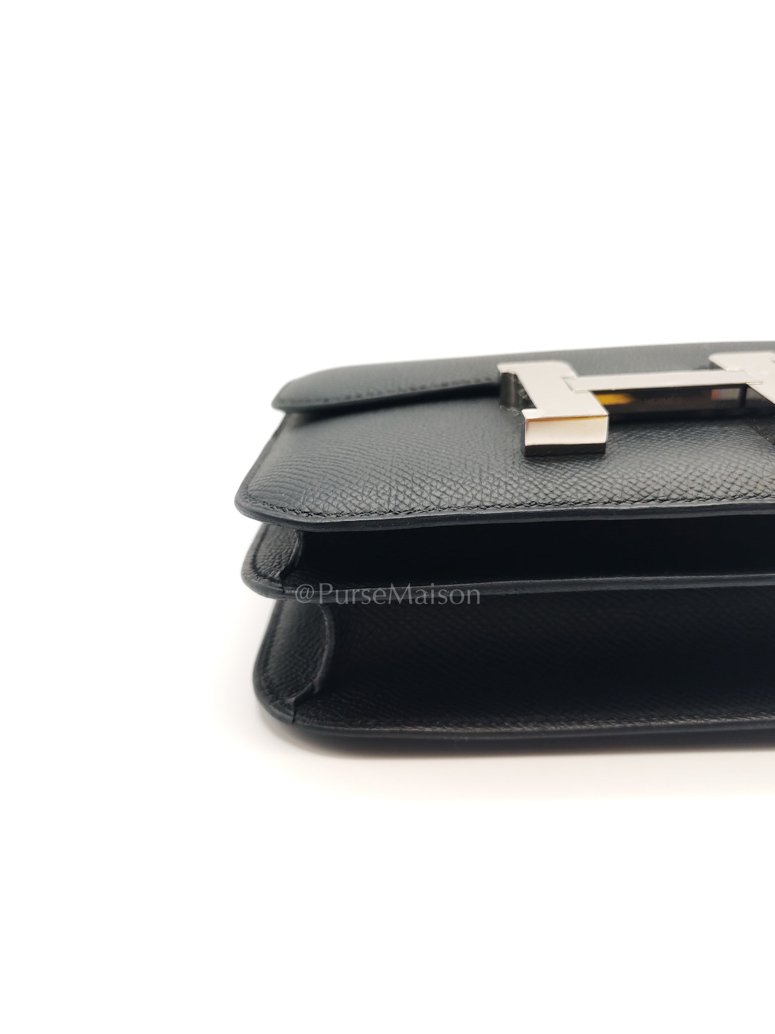 Constance 18 Black/Noir Epsom Leather in Palladium Hardware Stamp K(2025) | Purse Maison Luxury Bags Shop