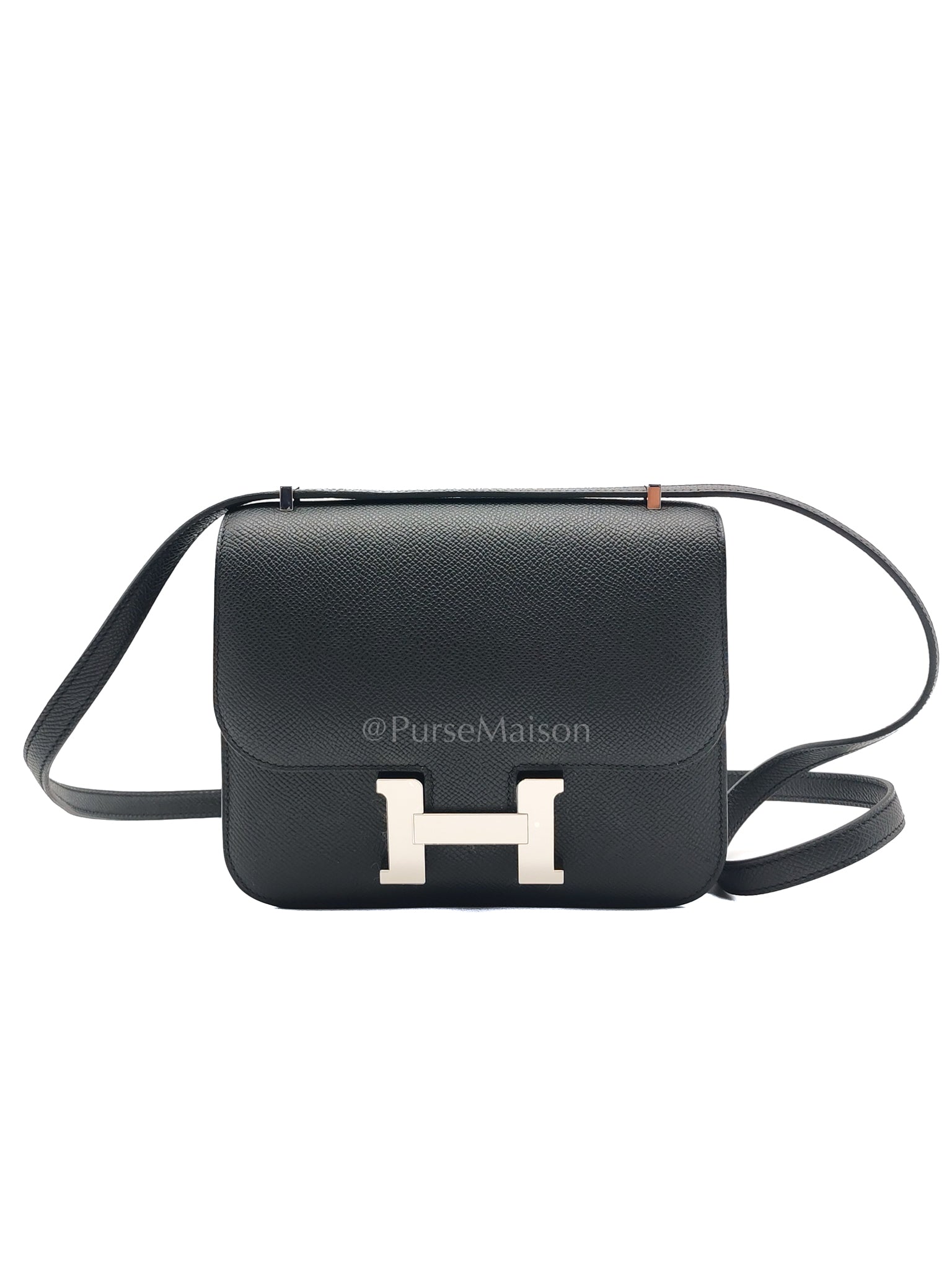 Constance 18 Black/Noir Epsom Leather in Palladium Hardware Stamp K(2025) | Purse Maison Luxury Bags Shop