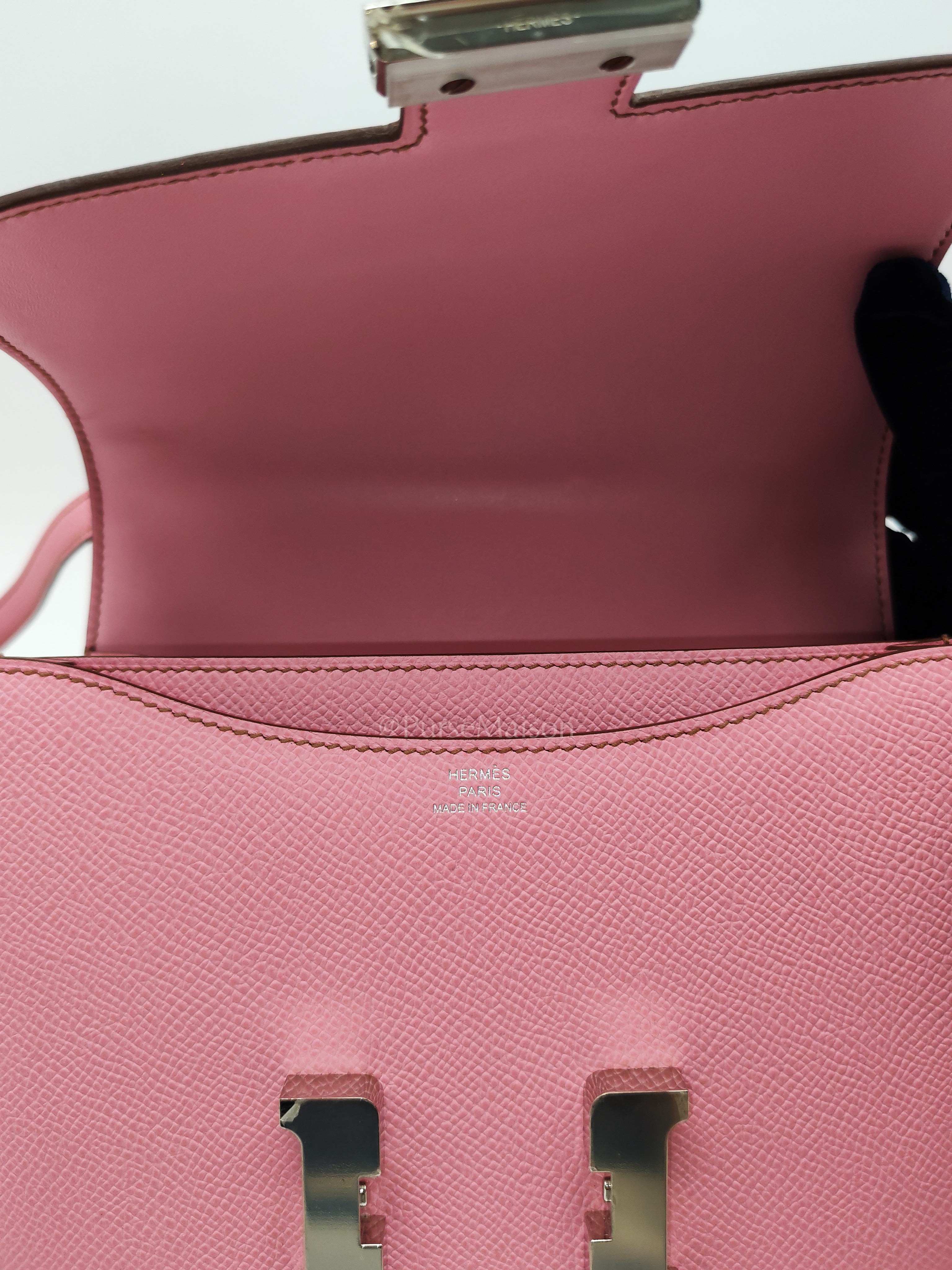 Constance 18 Bubble Gum Pink Epsom Leather in Palladium Hardware Stamp Z(2021) | Purse Maison Luxury Bags Shop