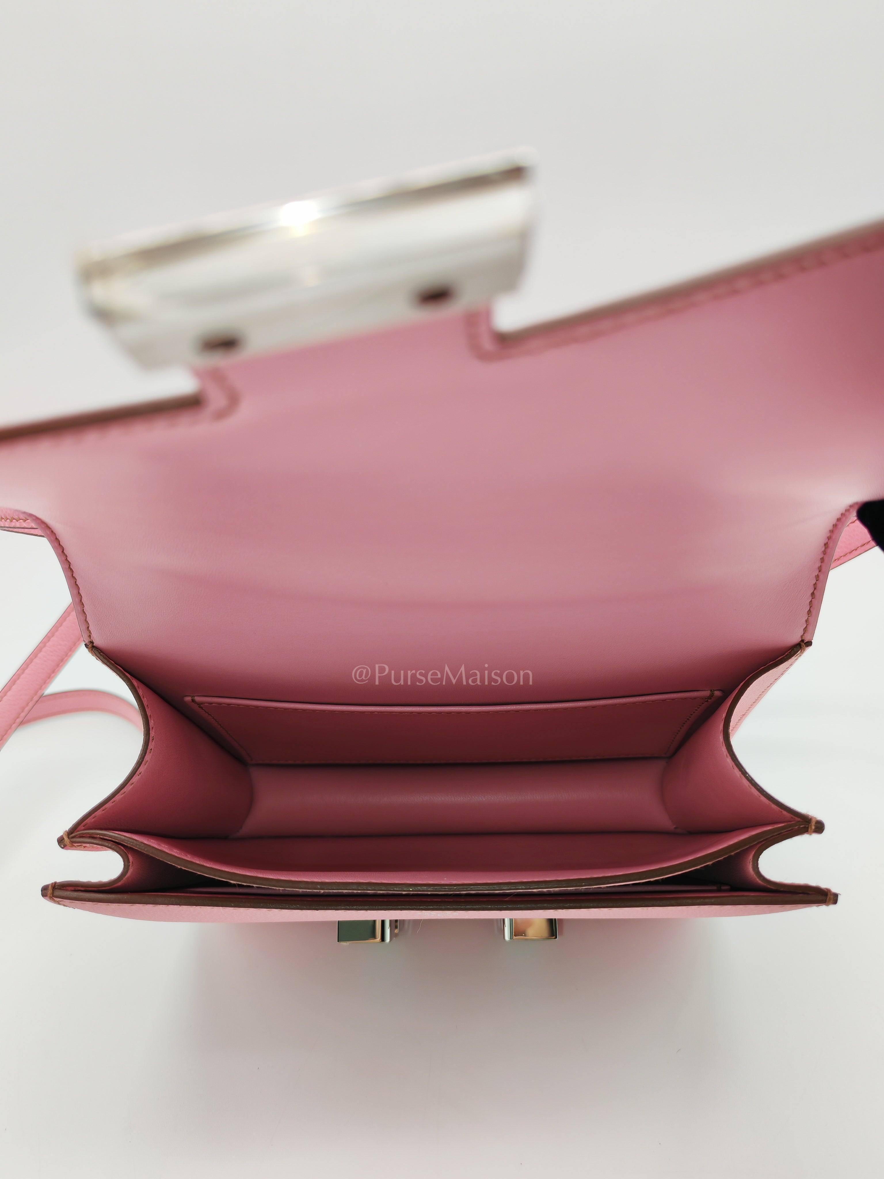 Constance 18 Bubble Gum Pink Epsom Leather in Palladium Hardware Stamp Z(2021) | Purse Maison Luxury Bags Shop