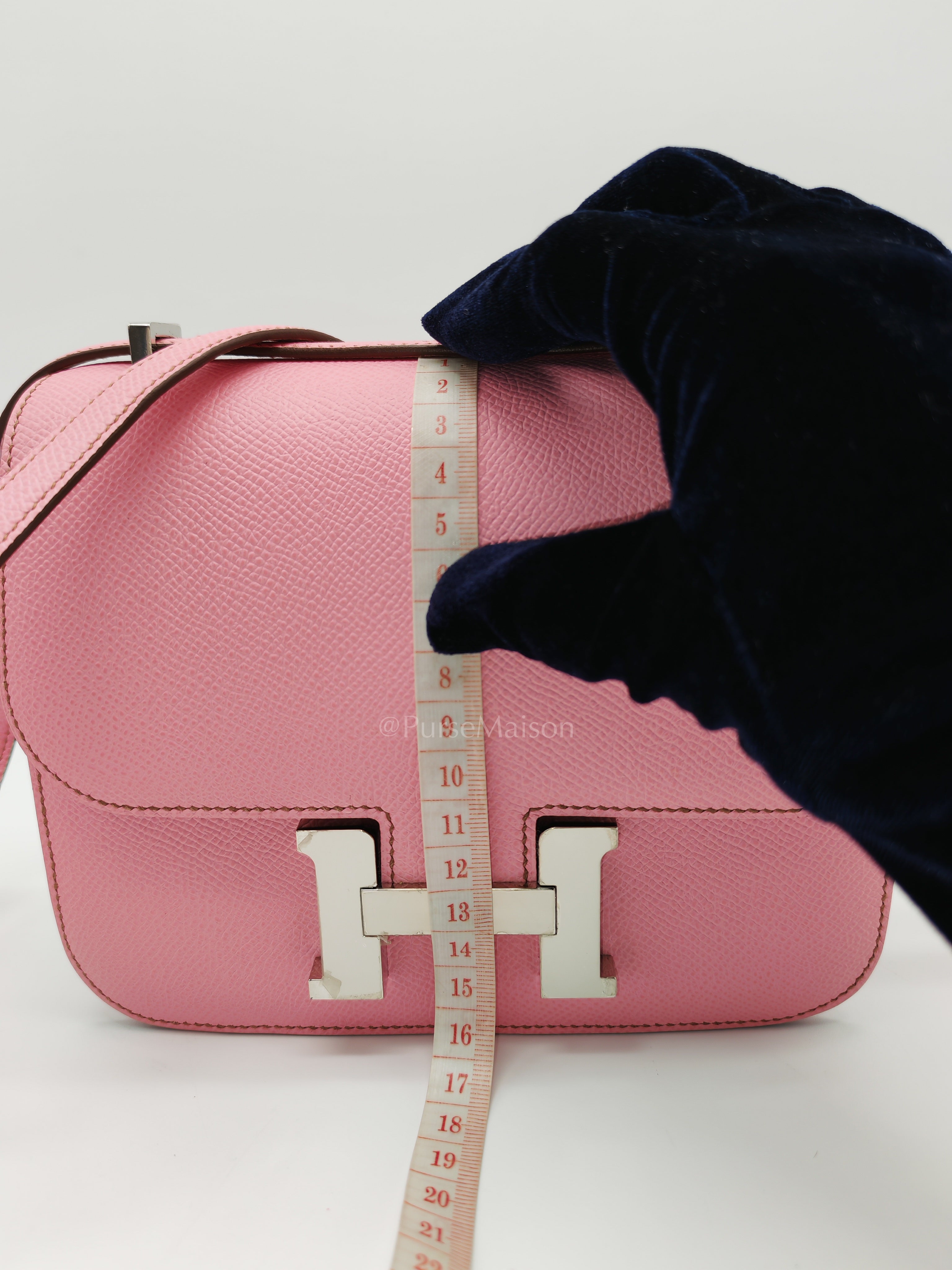 Constance 18 Bubble Gum Pink Epsom Leather in Palladium Hardware Stamp Z(2021) | Purse Maison Luxury Bags Shop