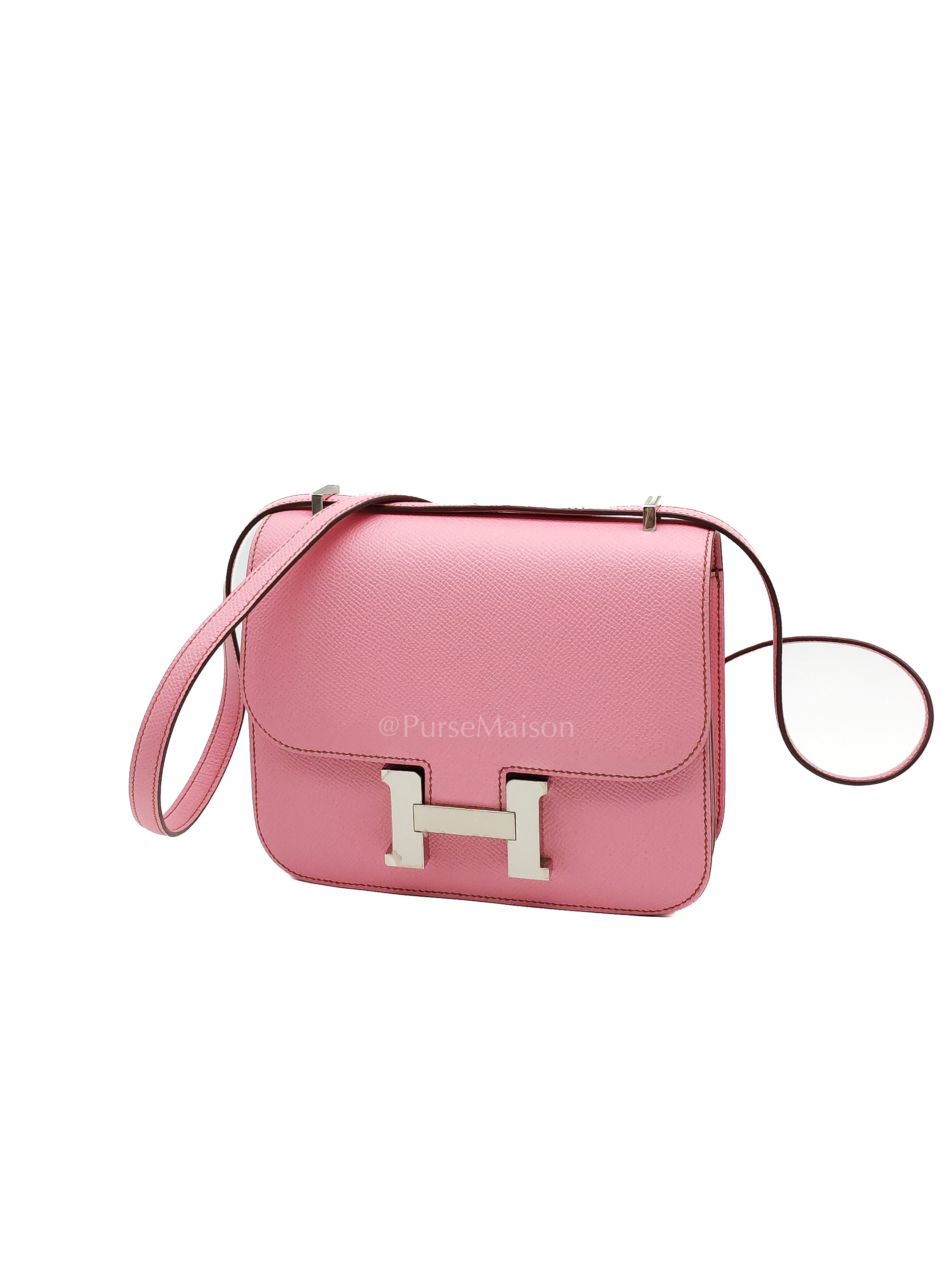 Constance 18 Bubble Gum Pink Epsom Leather in Palladium Hardware Stamp Z(2021) | Purse Maison Luxury Bags Shop
