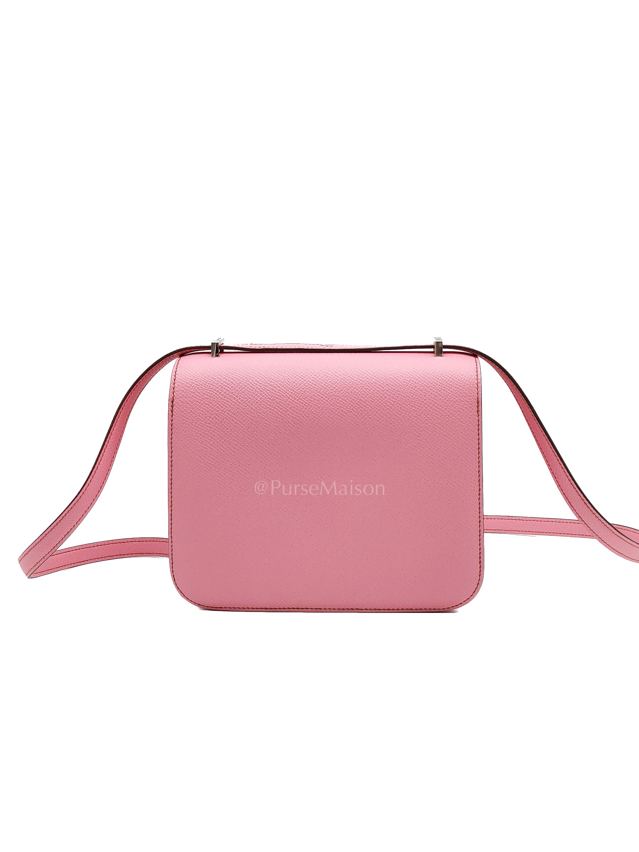 Constance 18 Bubble Gum Pink Epsom Leather in Palladium Hardware Stamp Z(2021) | Purse Maison Luxury Bags Shop
