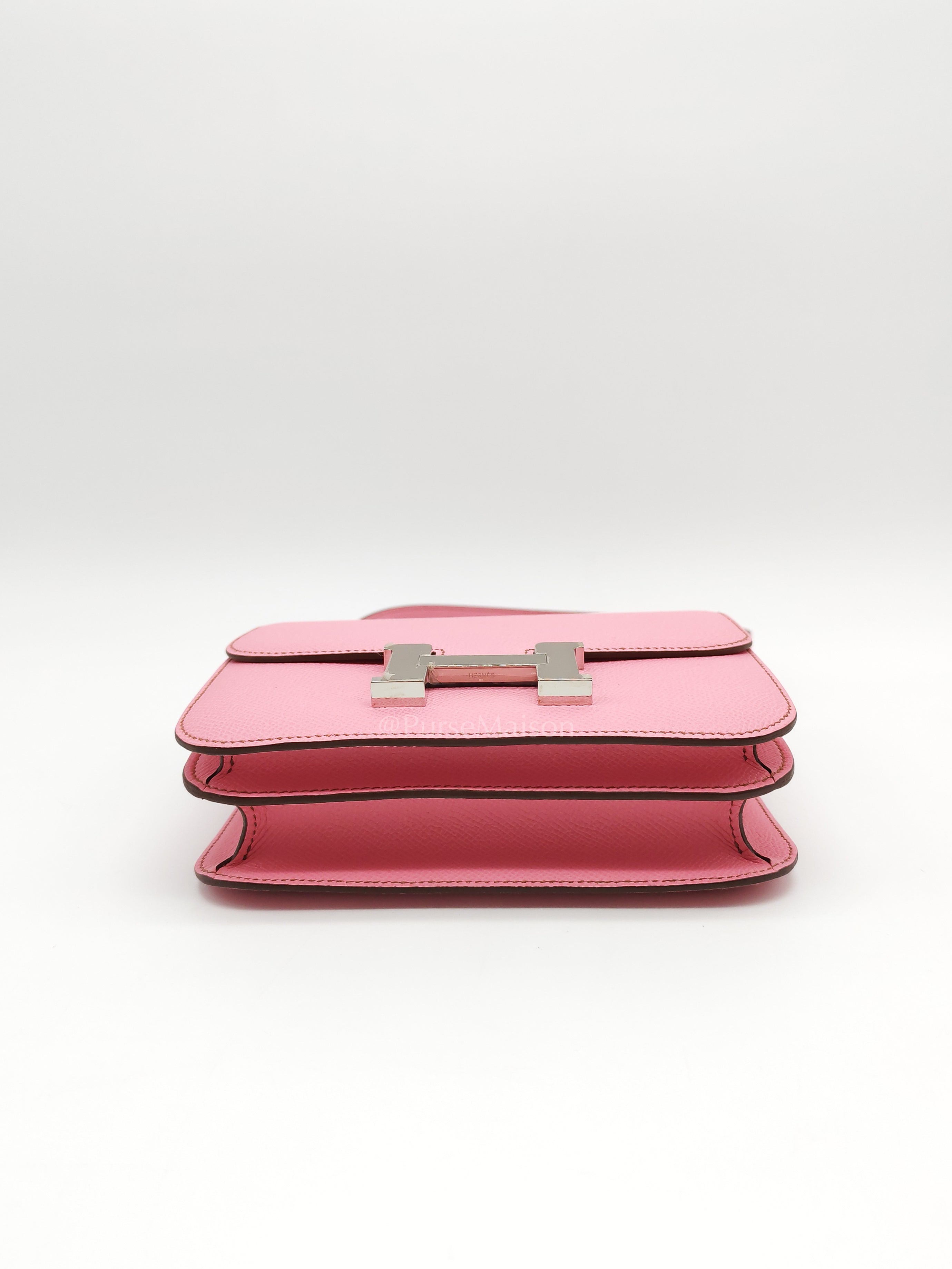 Constance 18 Bubble Gum Pink Epsom Leather in Palladium Hardware Stamp Z(2021) | Purse Maison Luxury Bags Shop