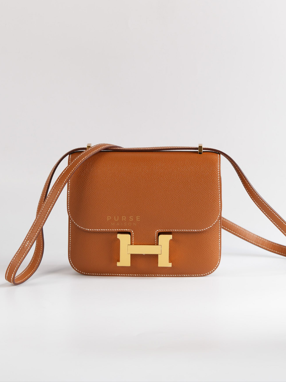 Constance 18 Gold Epsom Leather and Gold Hardware Stamp B (2023) | Purse Maison Luxury Bags Shop