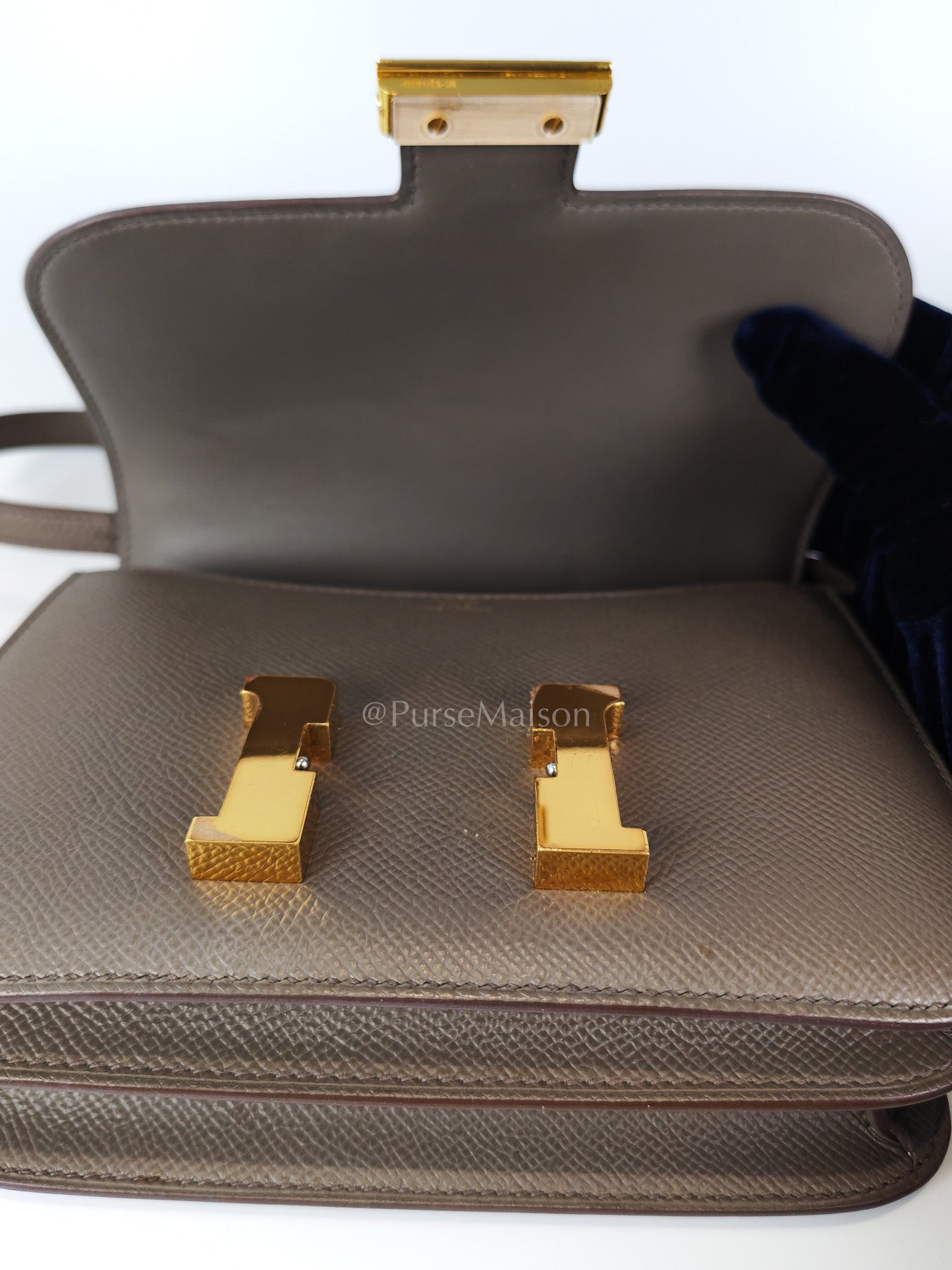 Constance 18 Gris Etain in Epsom Leather and Gold Hardware Stamp Z (2021) | Purse Maison Luxury Bags Shop