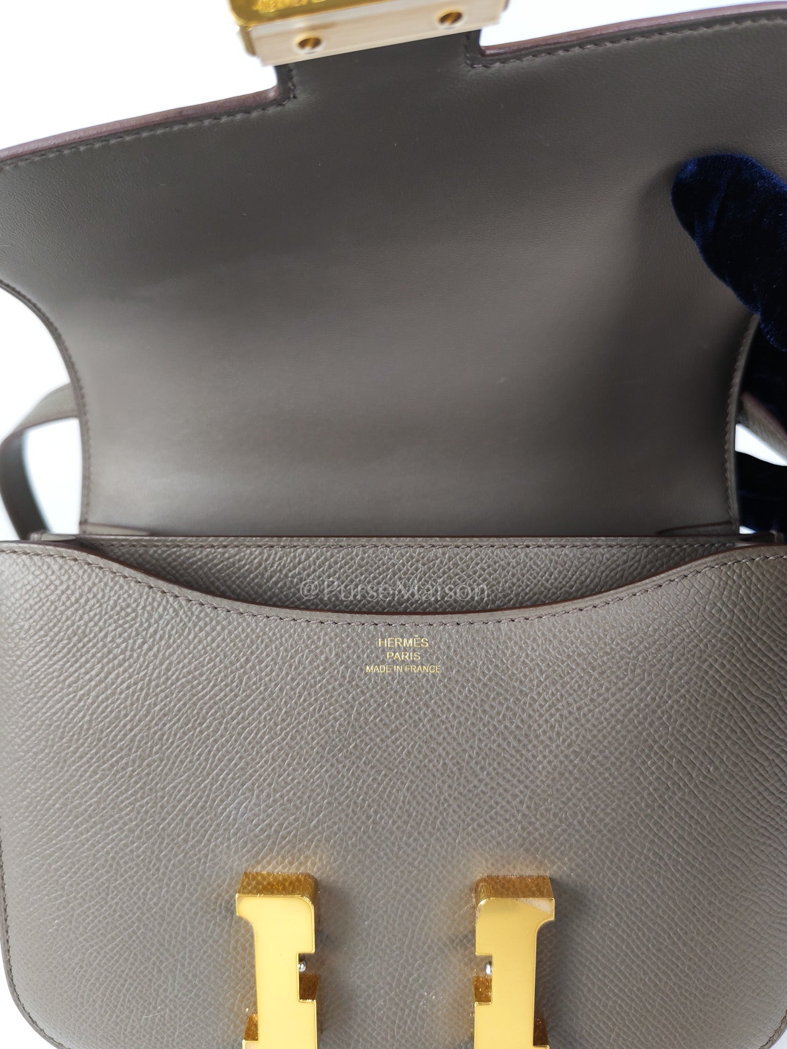 Constance 18 Gris Etain in Epsom Leather and Gold Hardware Stamp Z (2021) | Purse Maison Luxury Bags Shop