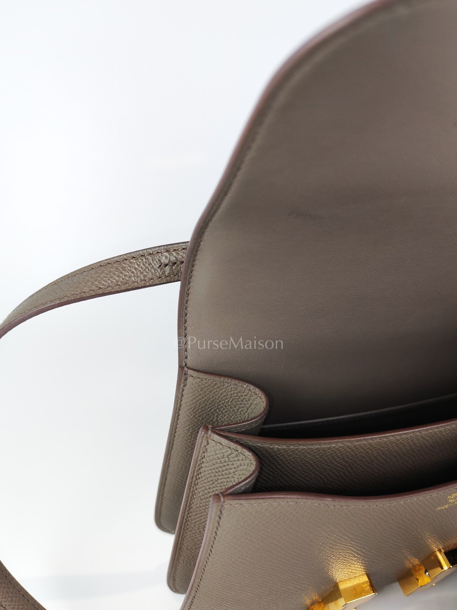 Constance 18 Gris Etain in Epsom Leather and Gold Hardware Stamp Z (2021) | Purse Maison Luxury Bags Shop