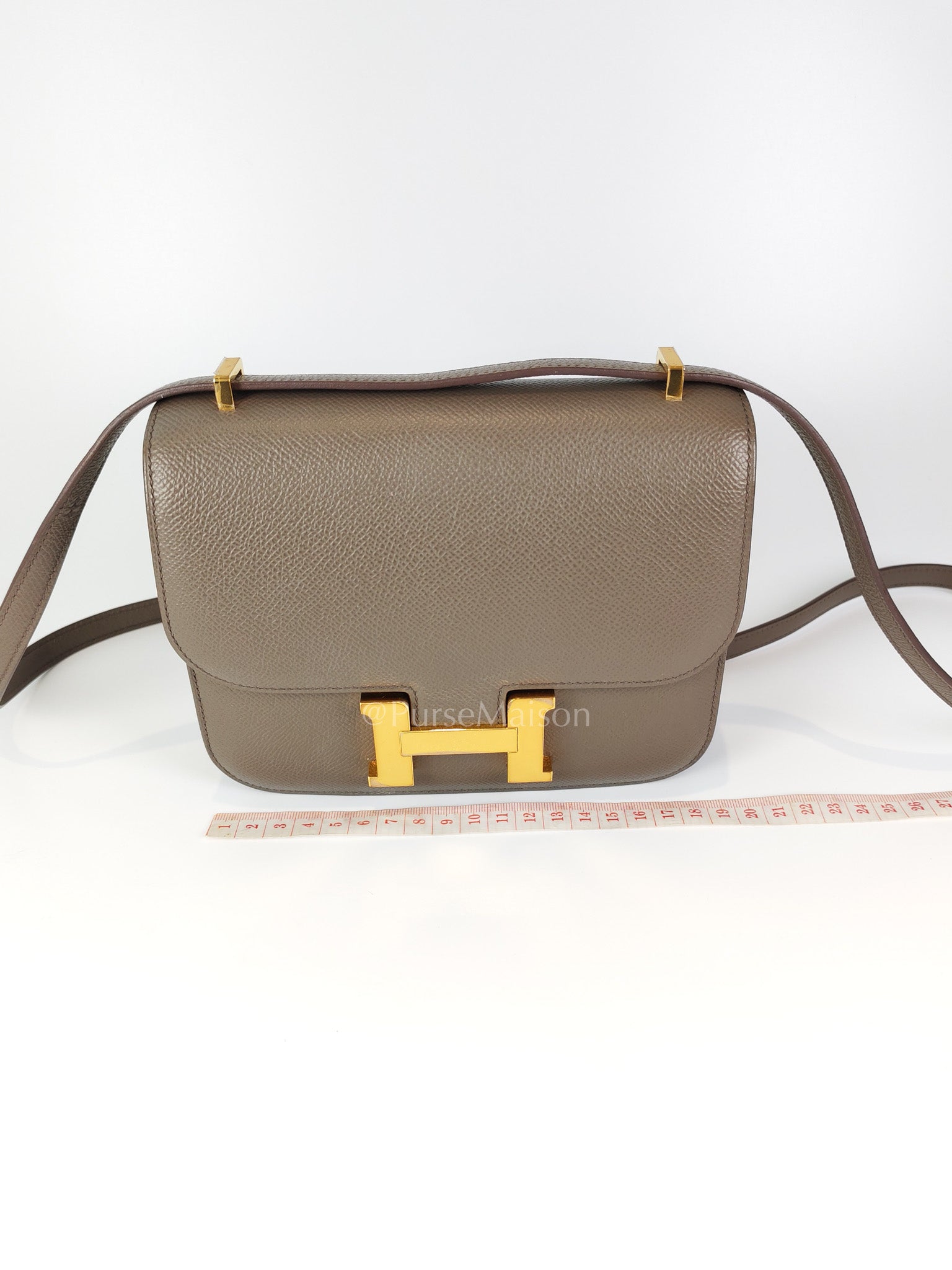 Constance 18 Gris Etain in Epsom Leather and Gold Hardware Stamp Z (2021) | Purse Maison Luxury Bags Shop