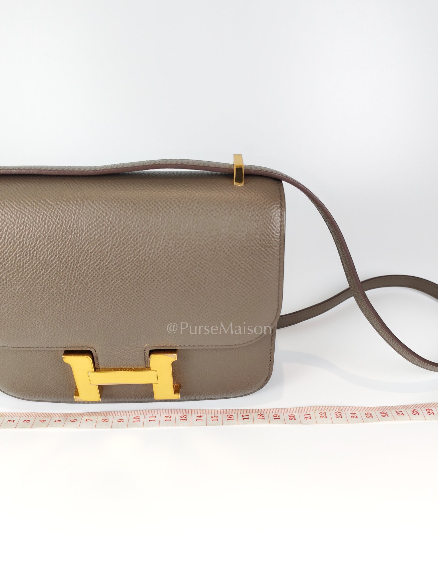Constance 18 Gris Etain in Epsom Leather and Gold Hardware Stamp Z (2021) | Purse Maison Luxury Bags Shop