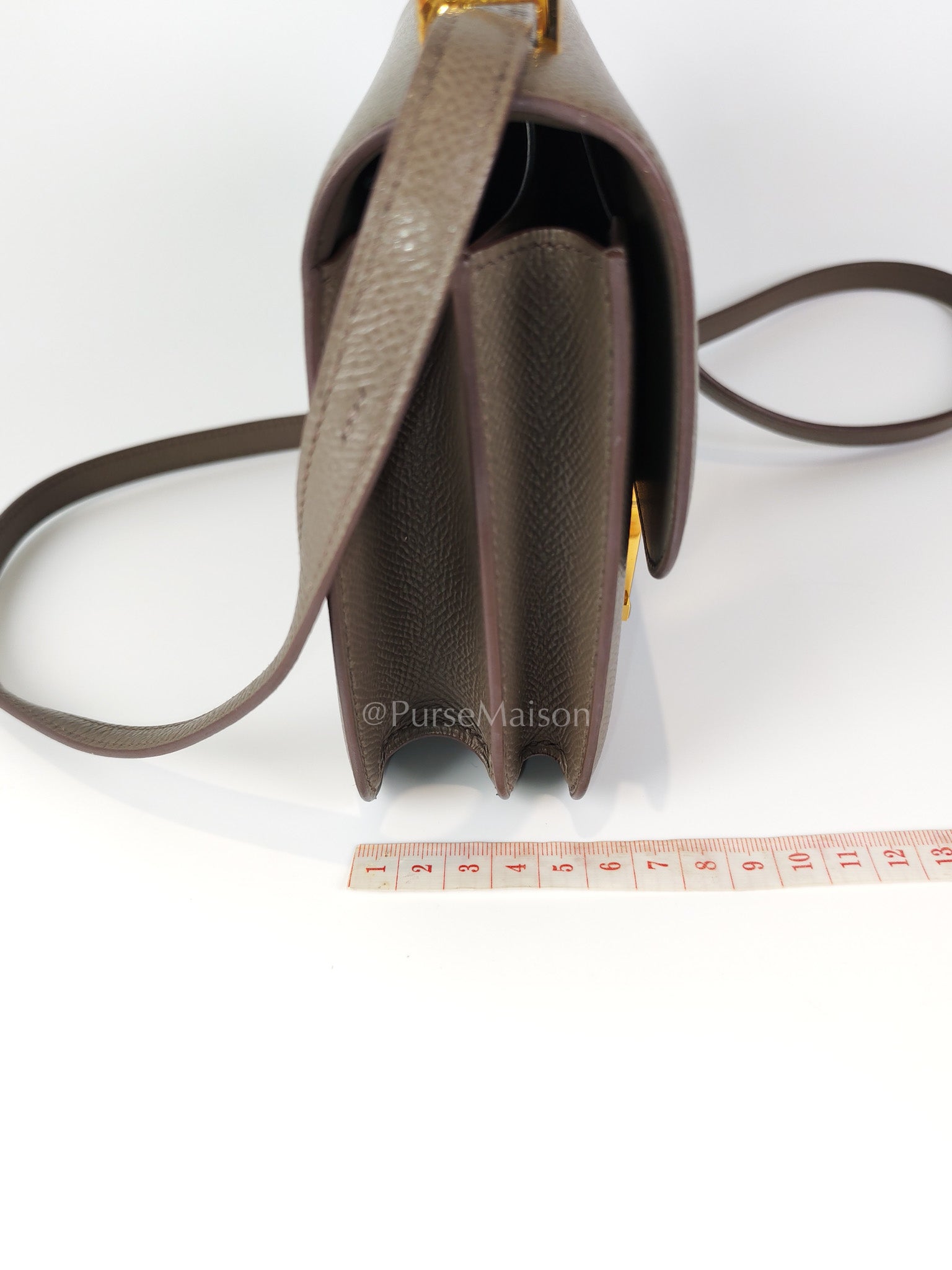 Constance 18 Gris Etain in Epsom Leather and Gold Hardware Stamp Z (2021) | Purse Maison Luxury Bags Shop