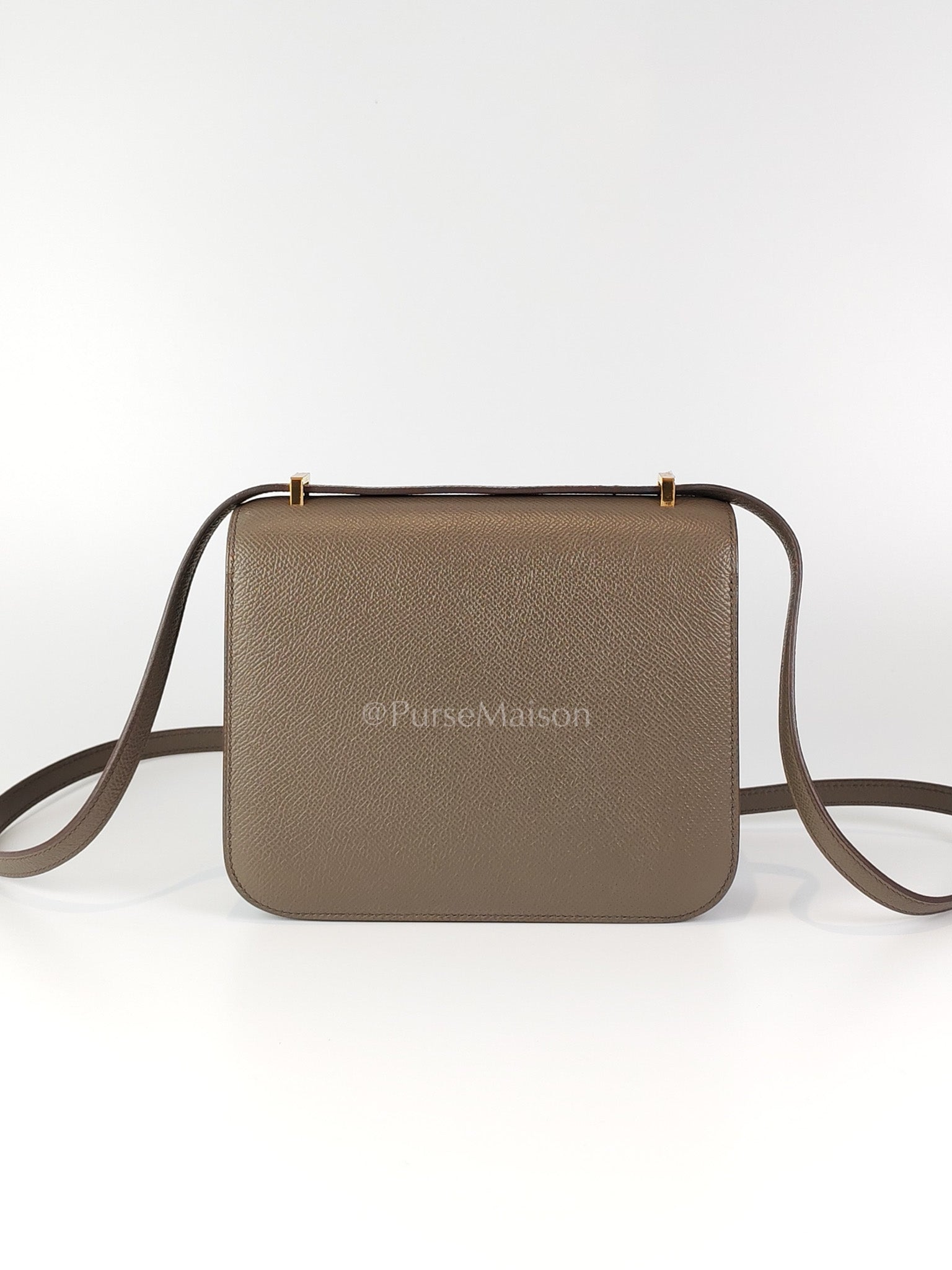 Constance 18 Gris Etain in Epsom Leather and Gold Hardware Stamp Z (2021) | Purse Maison Luxury Bags Shop