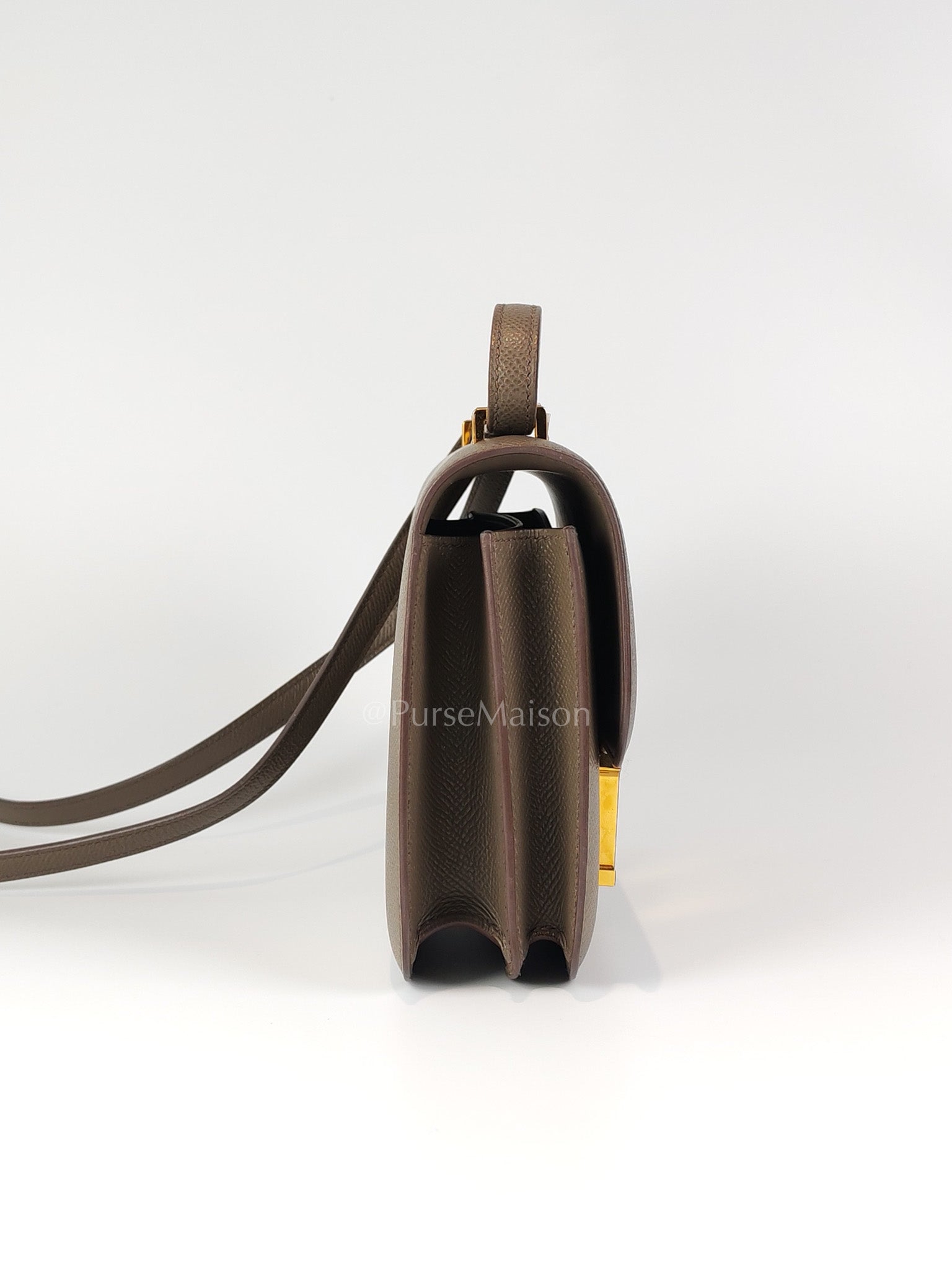 Constance 18 Gris Etain in Epsom Leather and Gold Hardware Stamp Z (2021) | Purse Maison Luxury Bags Shop