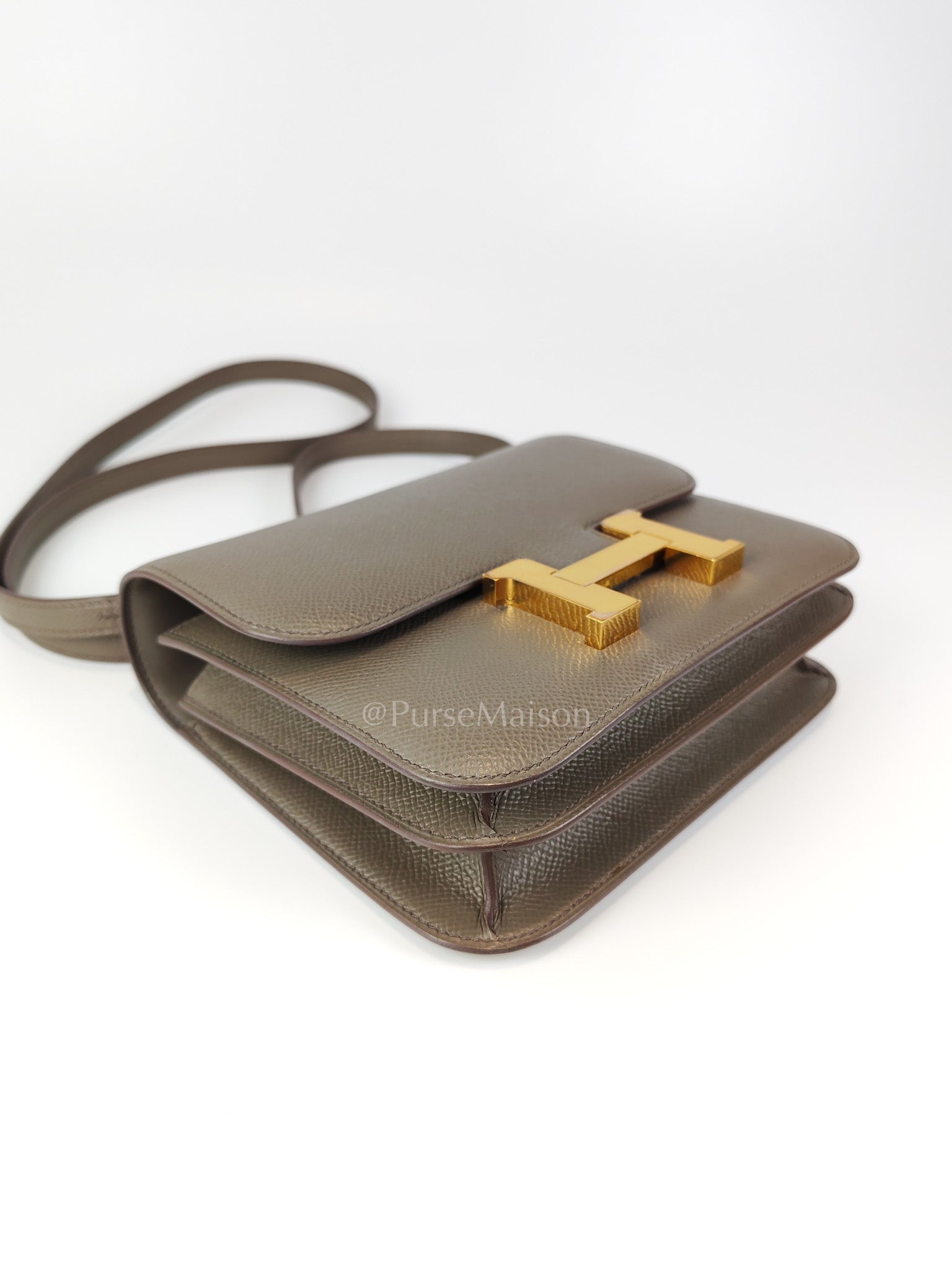 Constance 18 Gris Etain in Epsom Leather and Gold Hardware Stamp Z (2021) | Purse Maison Luxury Bags Shop