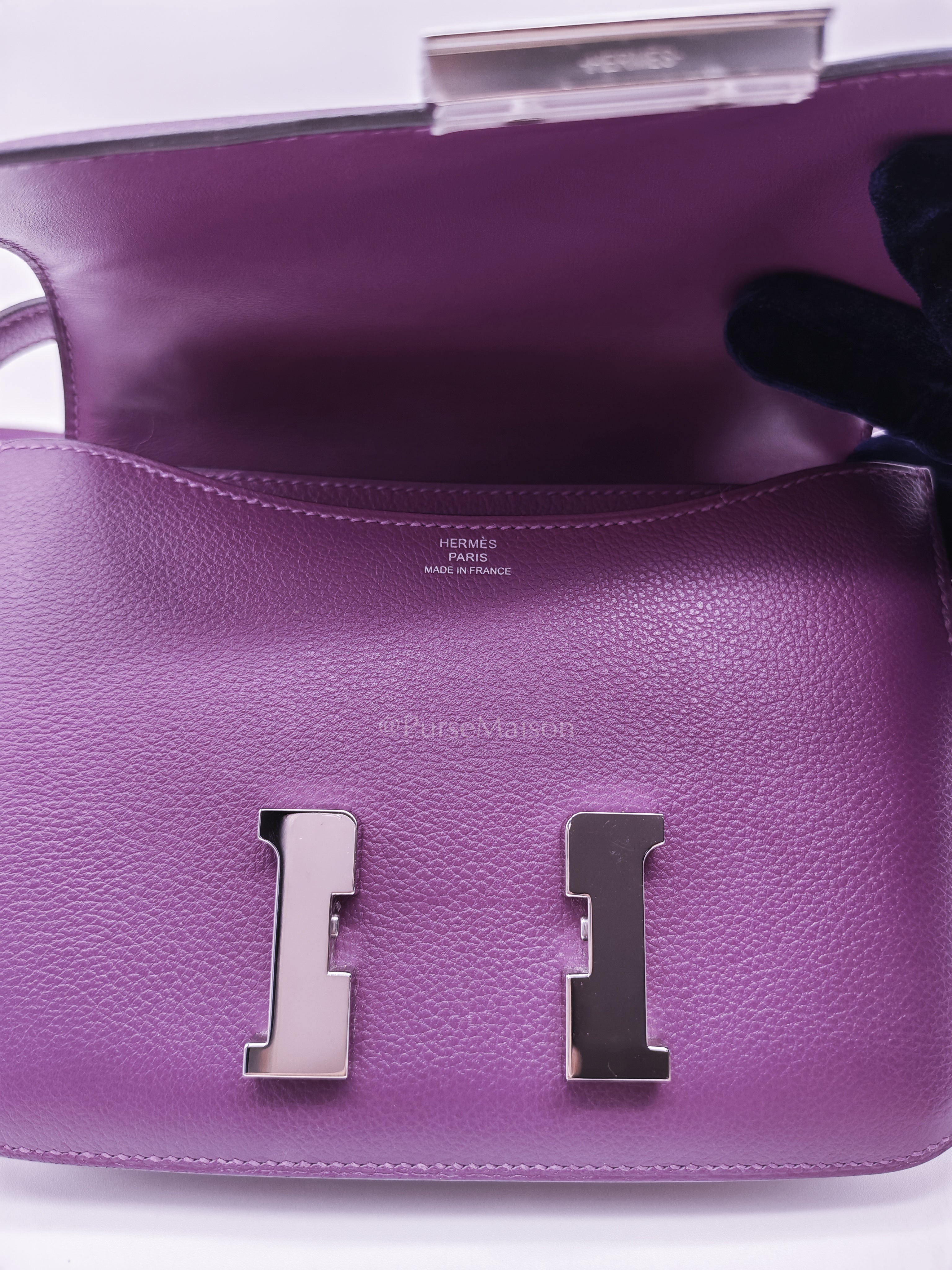 Constance 18 in Anemone Evercolor Leather & Palladium Hardware Stamp D (2019) | Purse Maison Luxury Bags Shop
