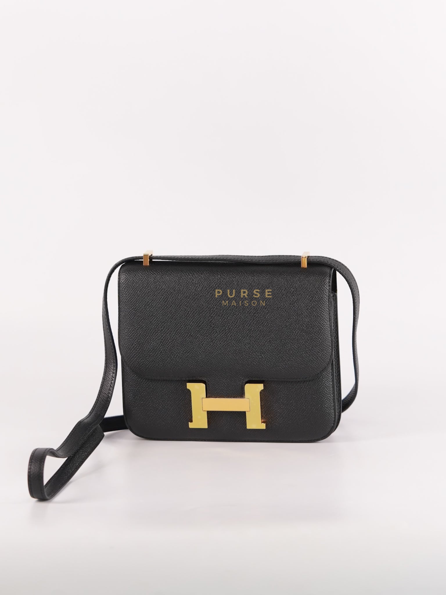 Constance 18 in Black Epsom Leather and Gold Hardware Stamp C (2018) | Purse Maison Luxury Bags Shop