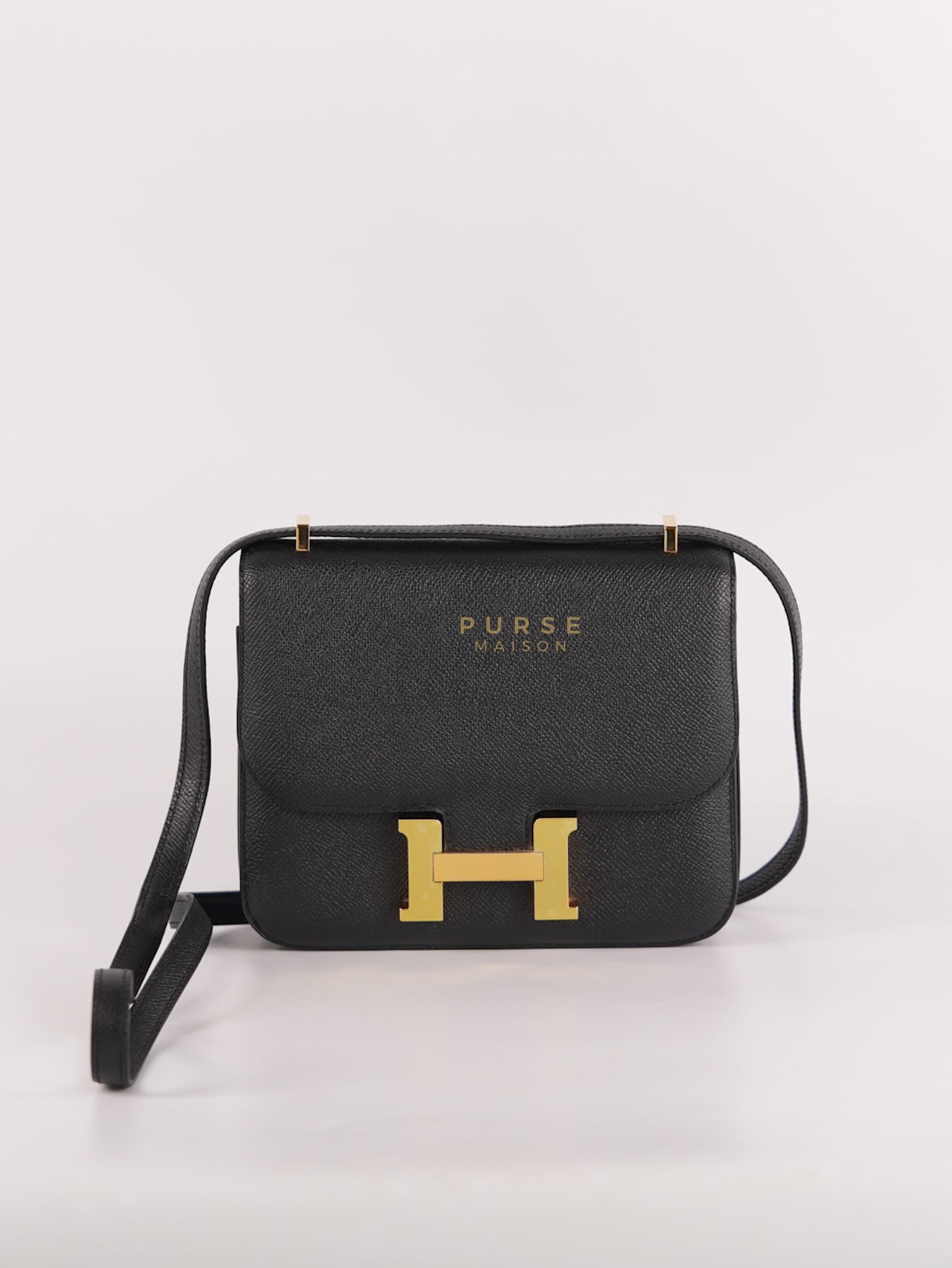 Constance 18 in Black Epsom Leather and Gold Hardware Stamp C (2018) | Purse Maison Luxury Bags Shop