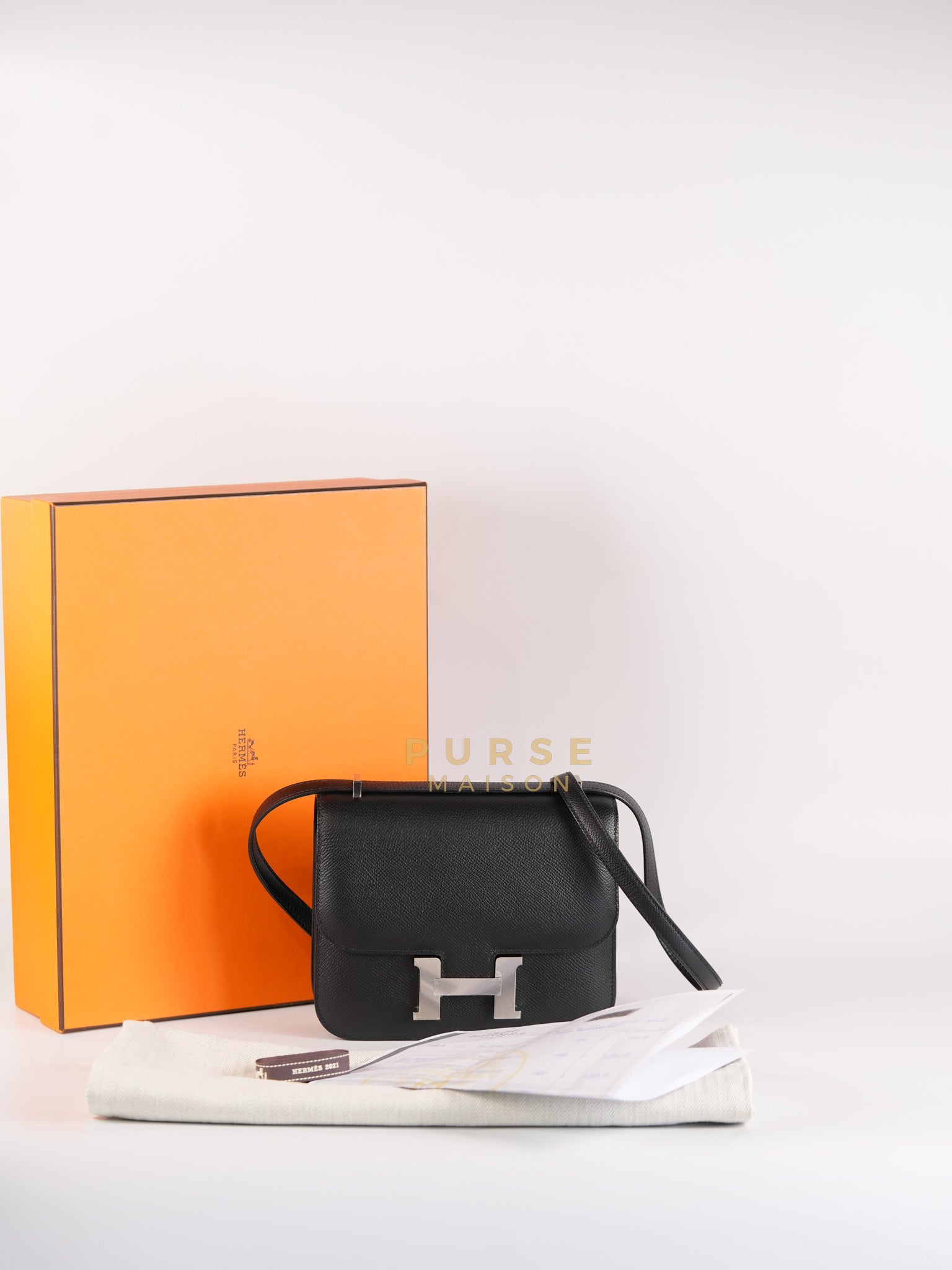 Constance 18 in Black Epsom Leather & Palladium Hardware Stamp Z (2021) | Purse Maison Luxury Bags Shop
