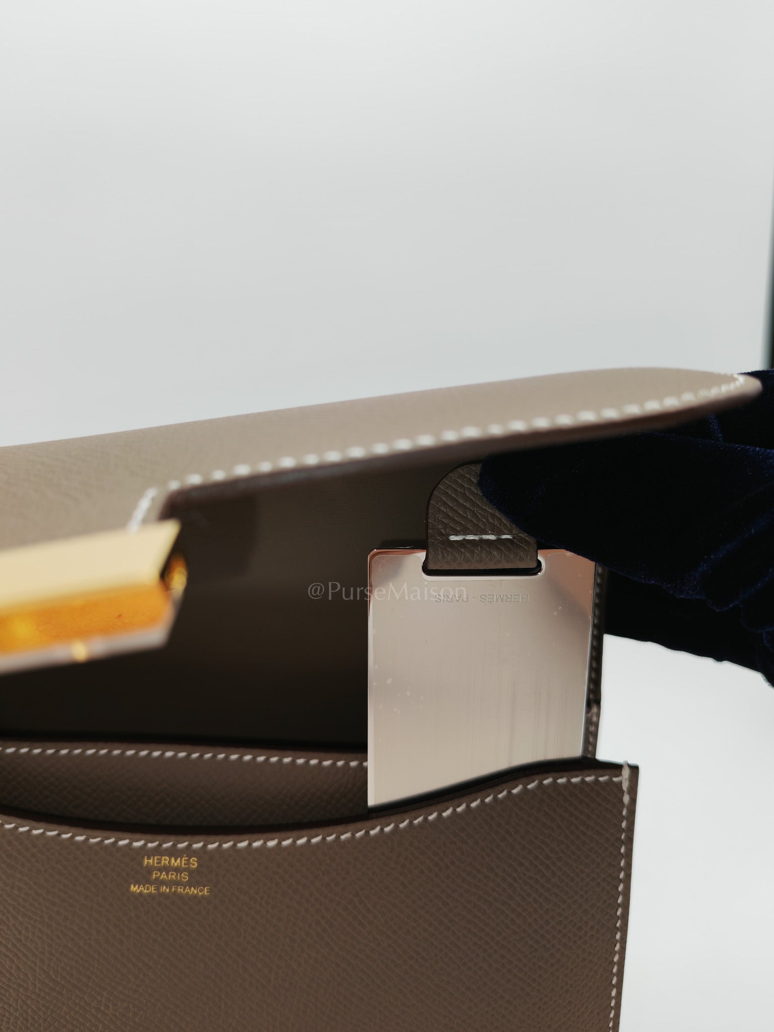 Constance 18 in Etoupe Epsom Leather and Gold Hardware Stamp K(2025) | Purse Maison Luxury Bags Shop