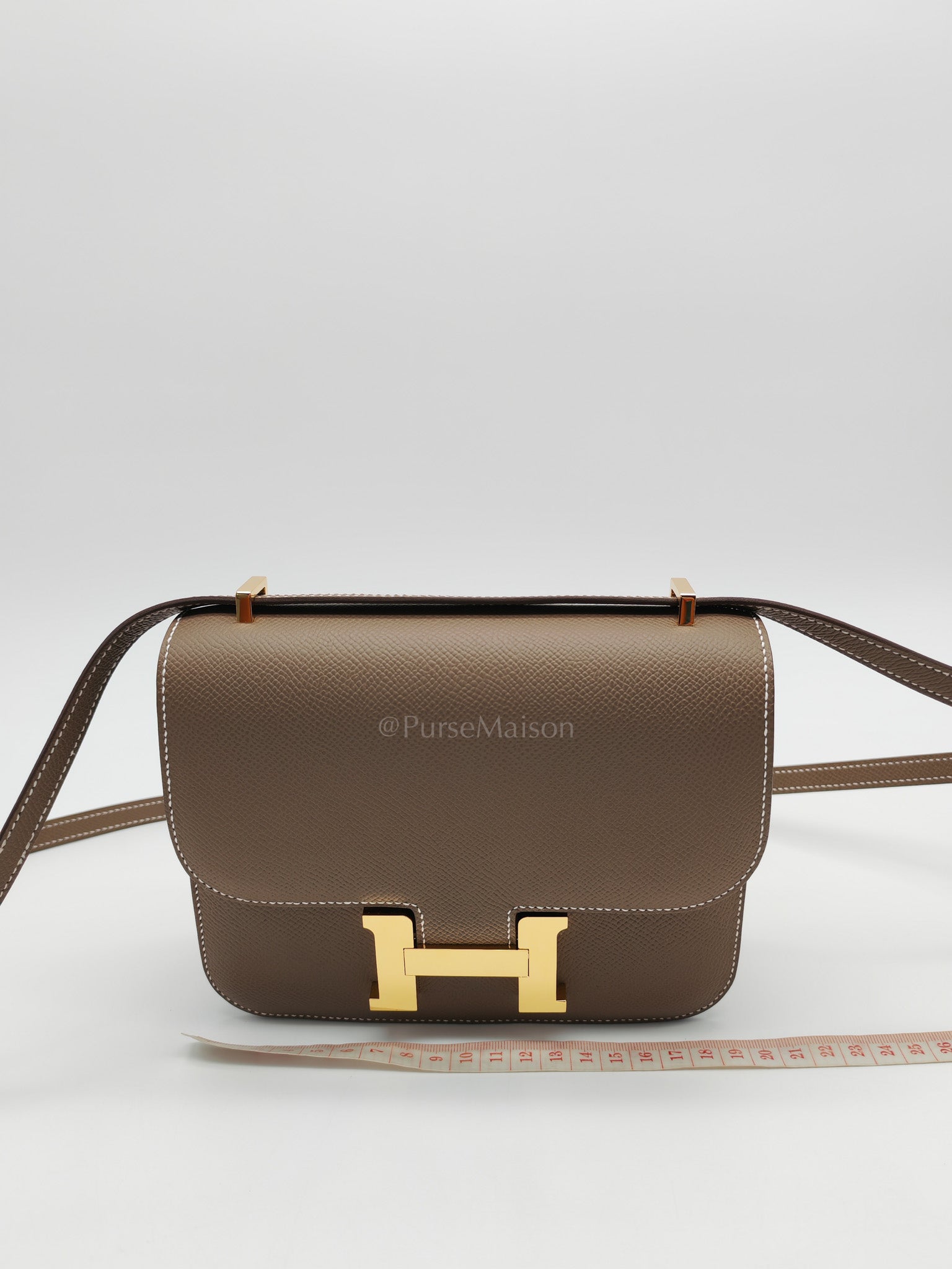 Constance 18 in Etoupe Epsom Leather and Gold Hardware Stamp K(2025) | Purse Maison Luxury Bags Shop