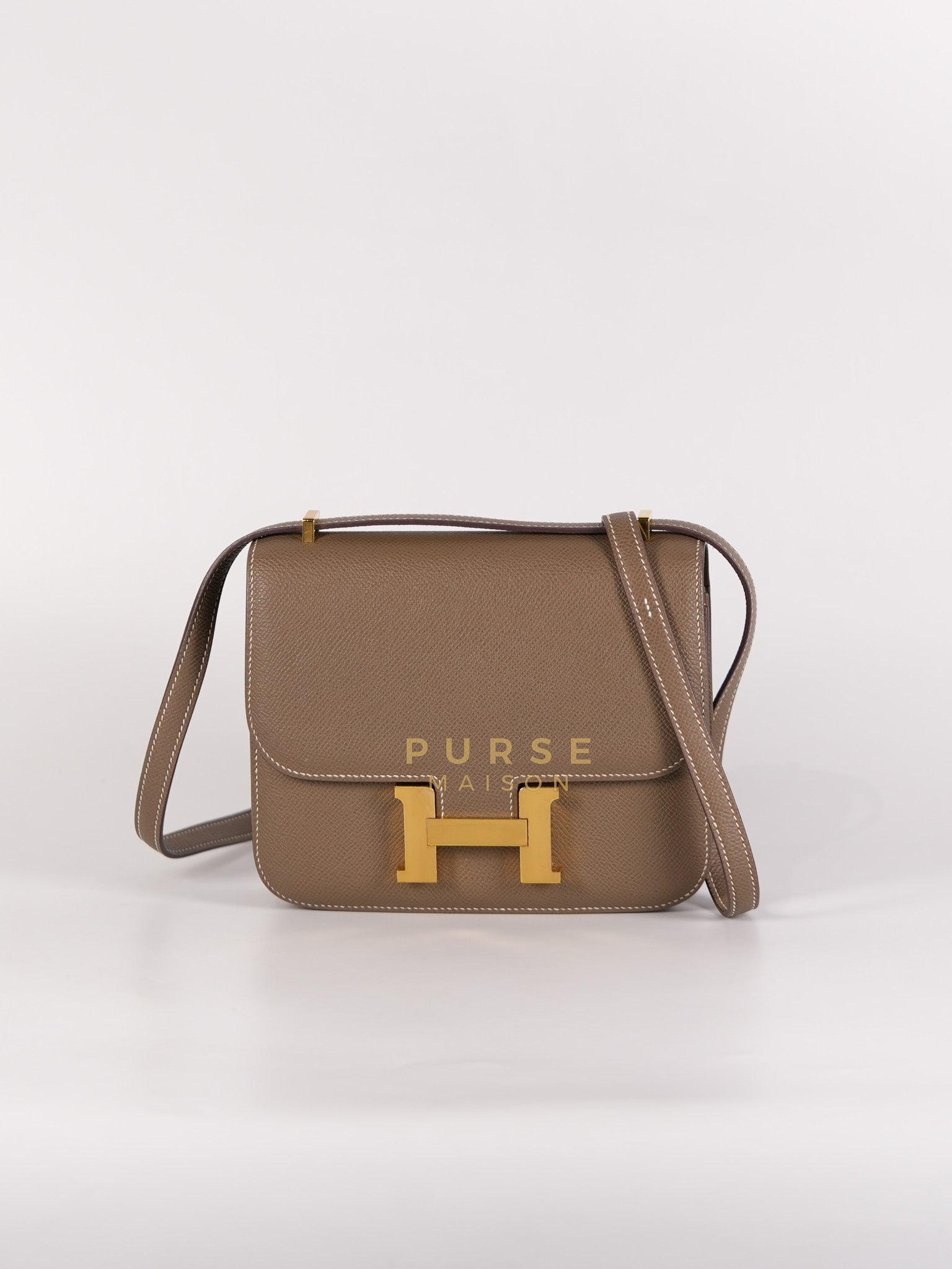 Constance 18 in Etoupe Epsom Leather and Gold Hardware Stamp Z (2021) | Purse Maison Luxury Bags Shop