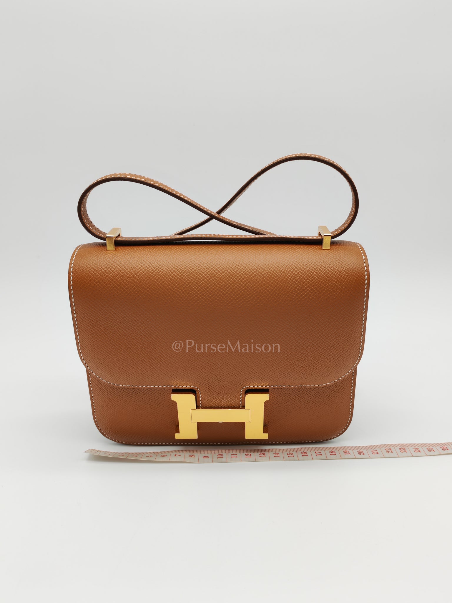 Constance 18 in Gold Epsom Leather & Gold Hardware Stamp U(2022) | Purse Maison Luxury Bags Shop