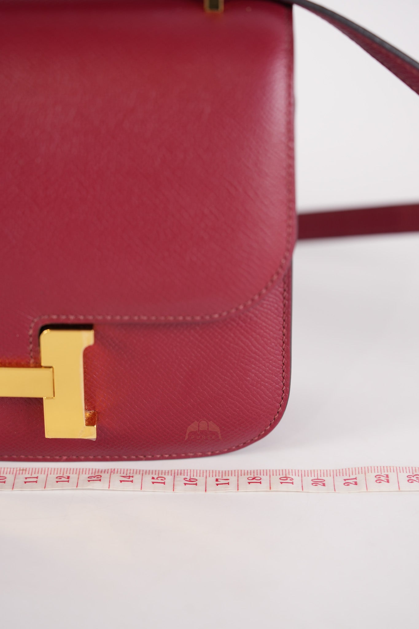 Constance 18 in Rouge Grenat Epsom Leather and Gold Hardware Stamp U (2022) | Purse Maison Luxury Bags Shop
